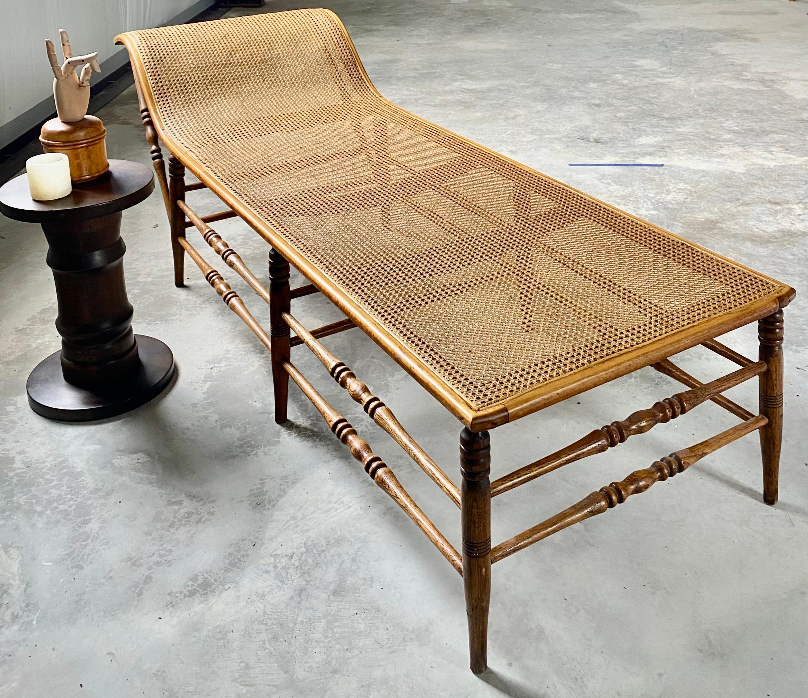 Edwardian Caned Recamier (after Heywood Wakefield) Chaise Longue Lounge