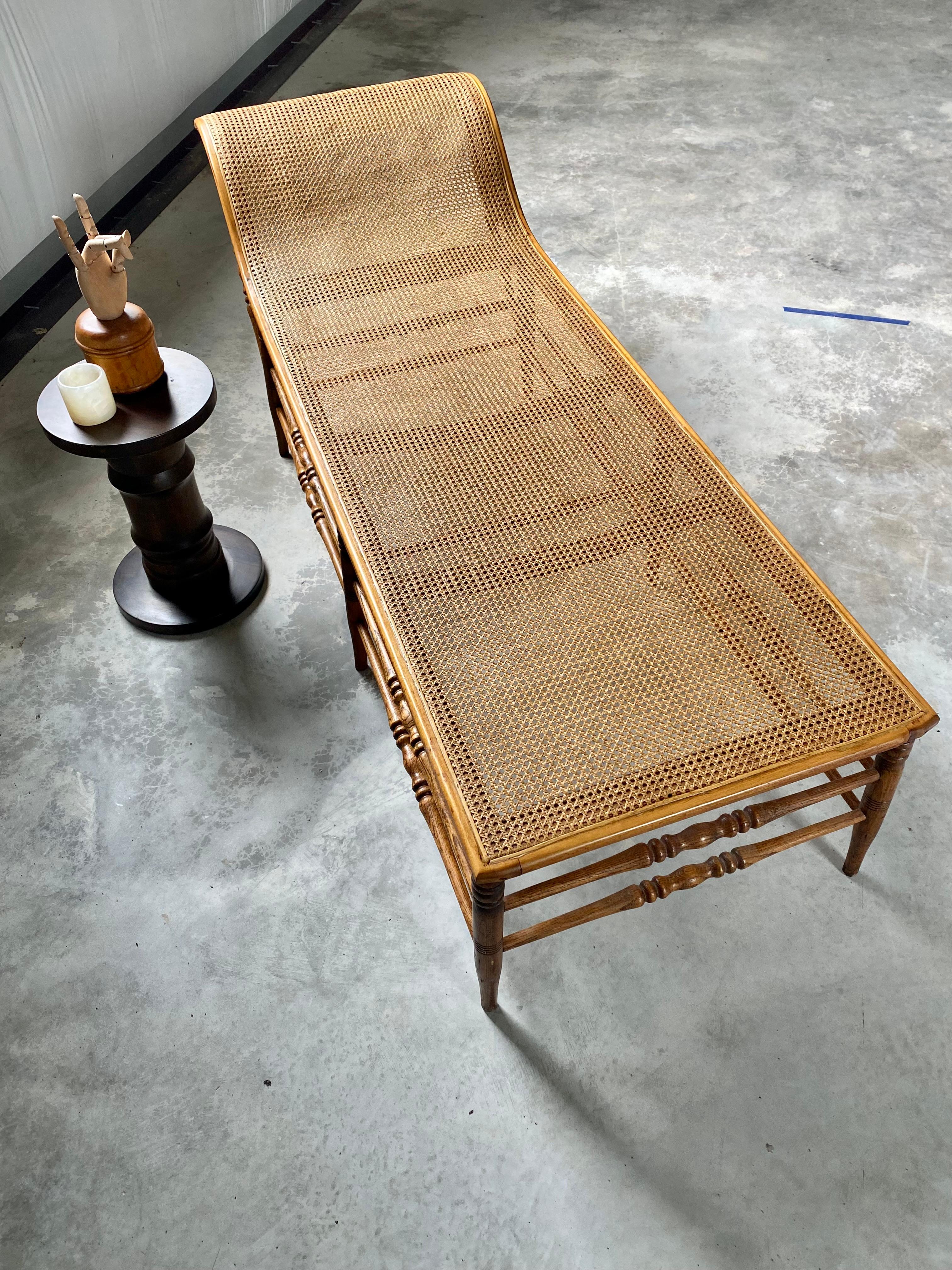 Caning Caned Recamier (after Heywood Wakefield) Chaise Longue Lounge