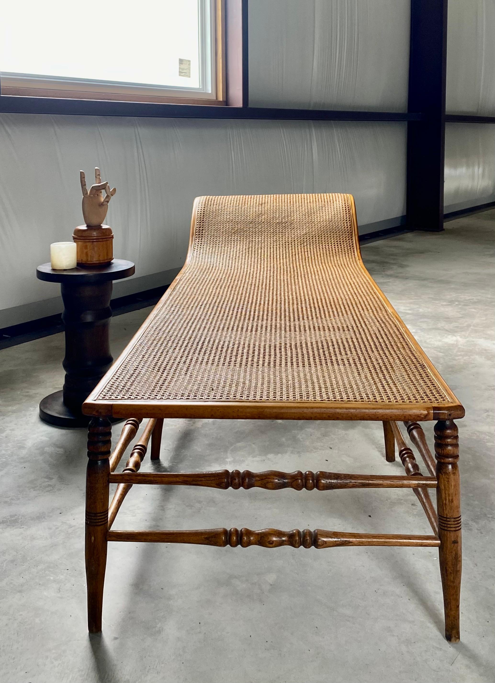 19th Century Caned Recamier (after Heywood Wakefield) Chaise Longue Lounge