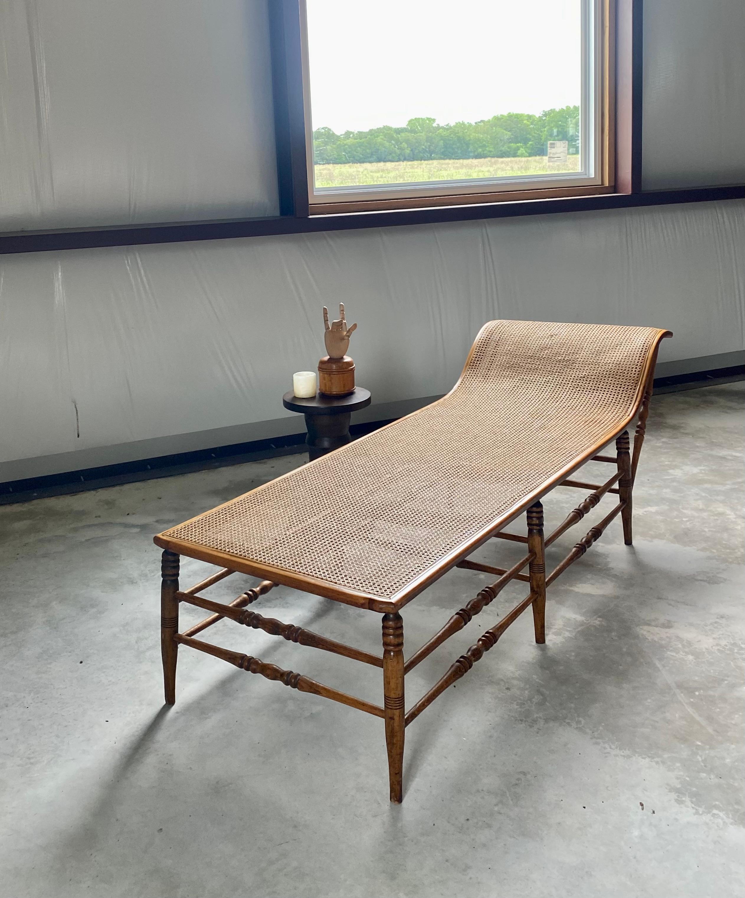 Caned Recamier (after Heywood Wakefield) Chaise Longue Lounge 2