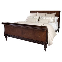 Antique Caned Regency Sleigh King Bed