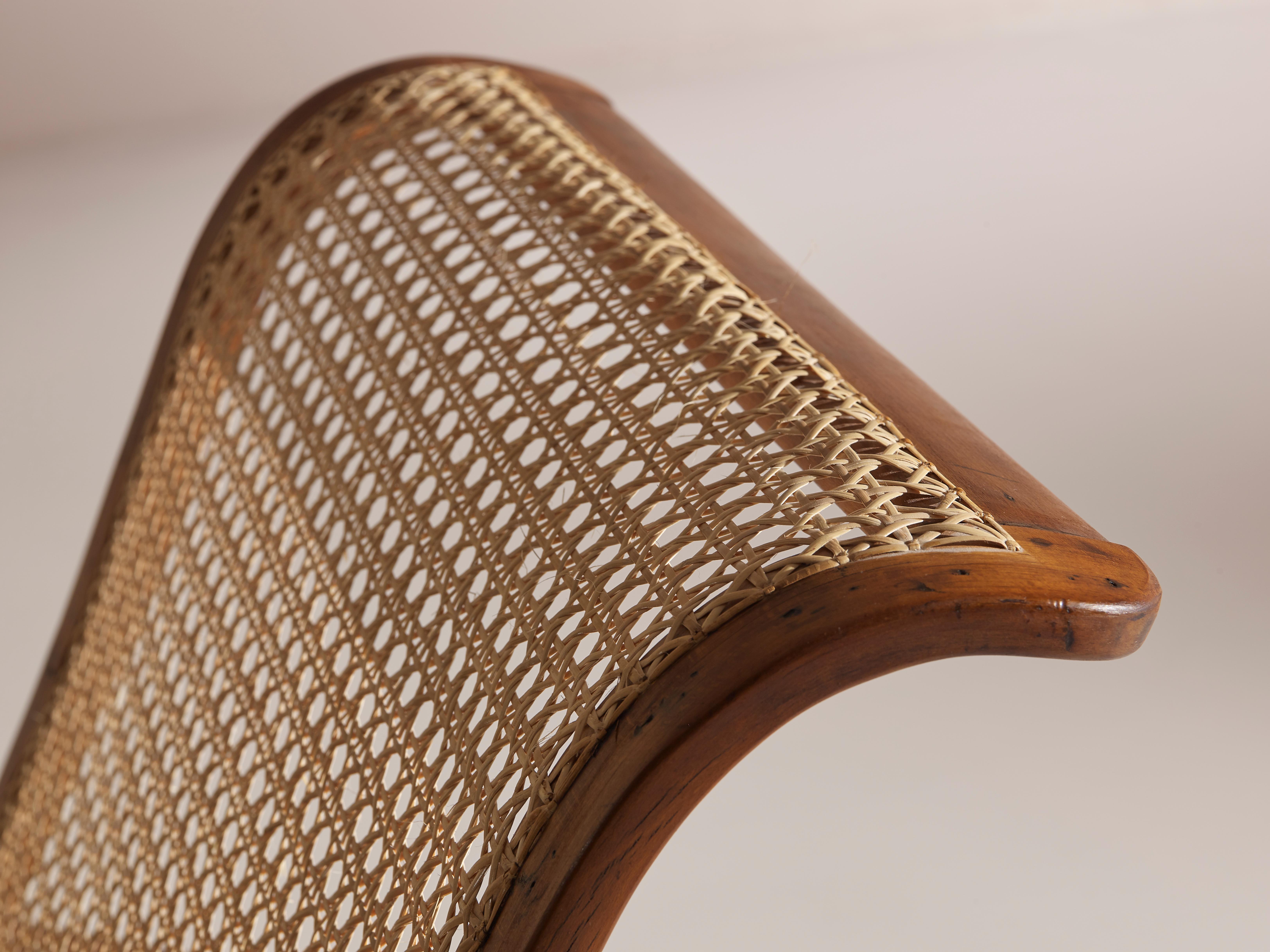 Caned Rocking Chair Made by Porino, Italy, 1930s For Sale 2