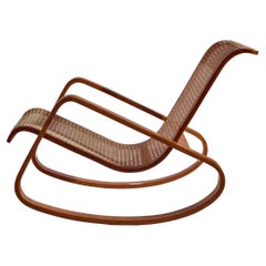 Vintage Caned Rocking Chair Made by Porino, Italy, 1930s