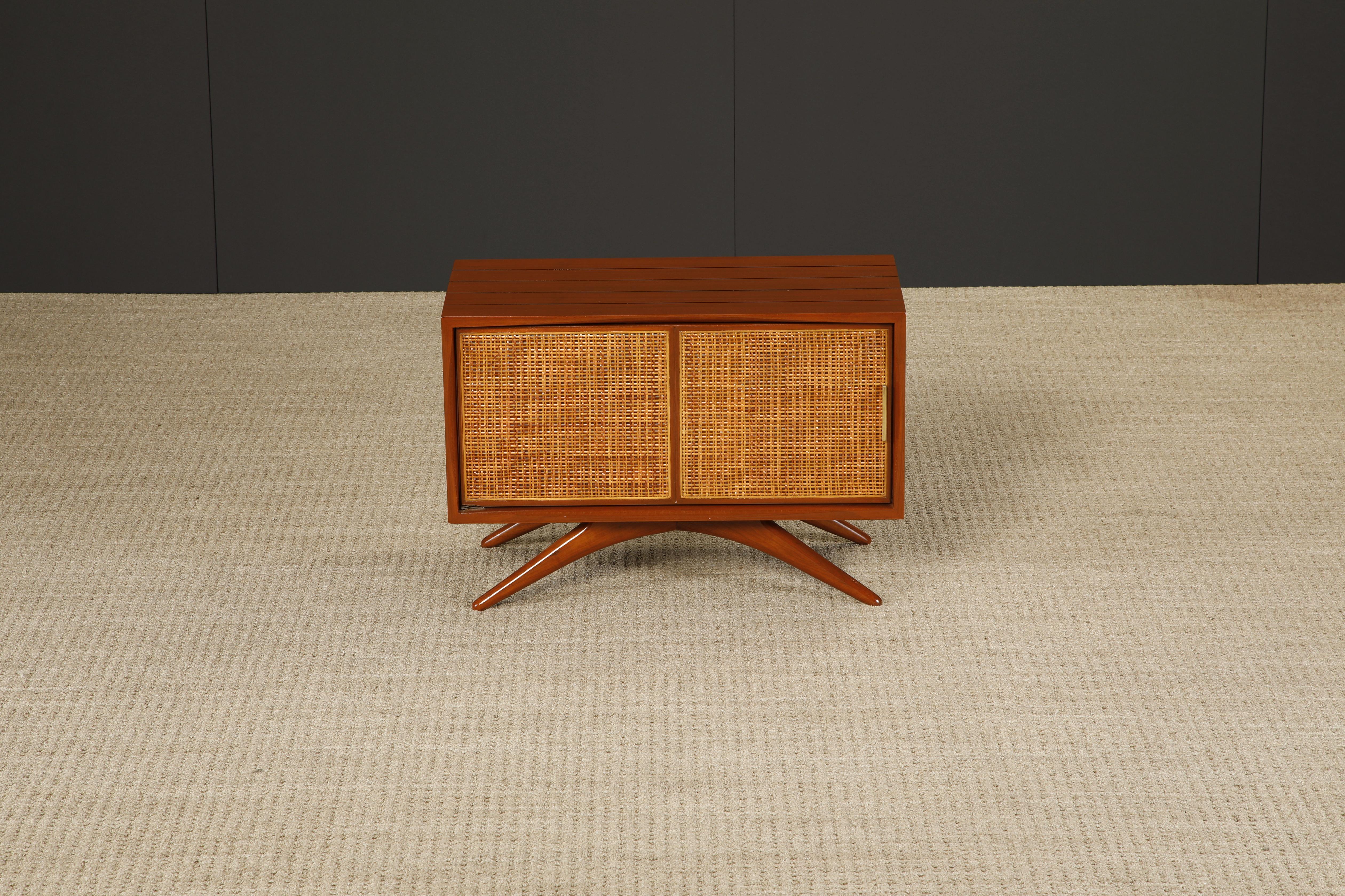 Caned Sculptural Cabinet by Vladimir Kagan for Grosfeld House, 1950s, Signed In Excellent Condition For Sale In Los Angeles, CA