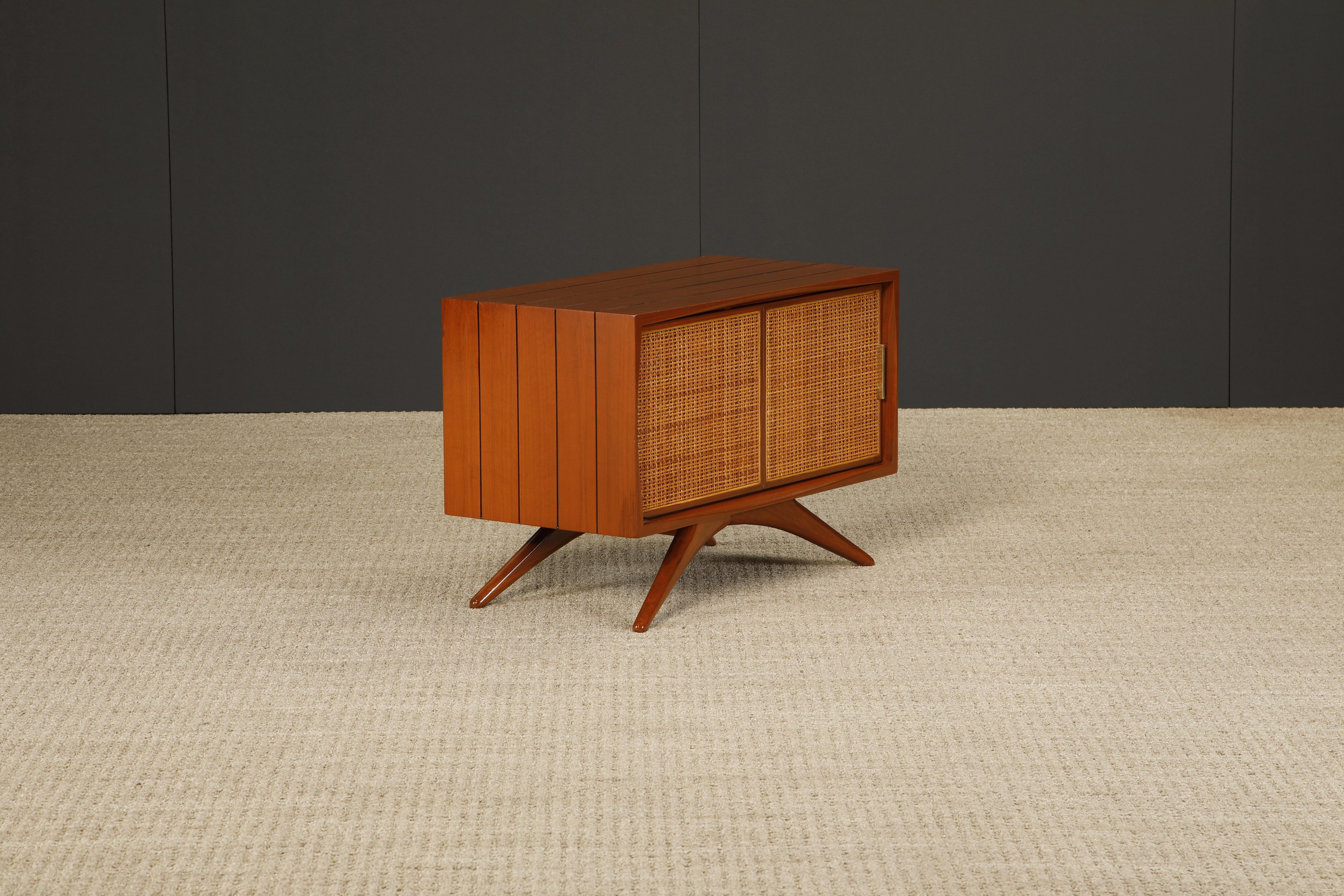 Walnut Caned Sculptural Cabinet by Vladimir Kagan for Grosfeld House, 1950s, Signed For Sale