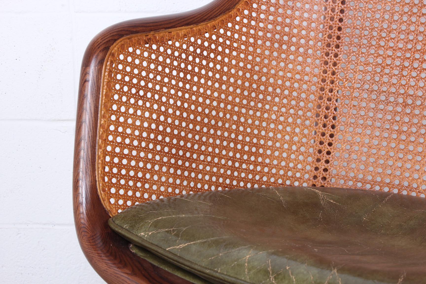 Ash Caned Swivel Desk Chair by Ward Bennett