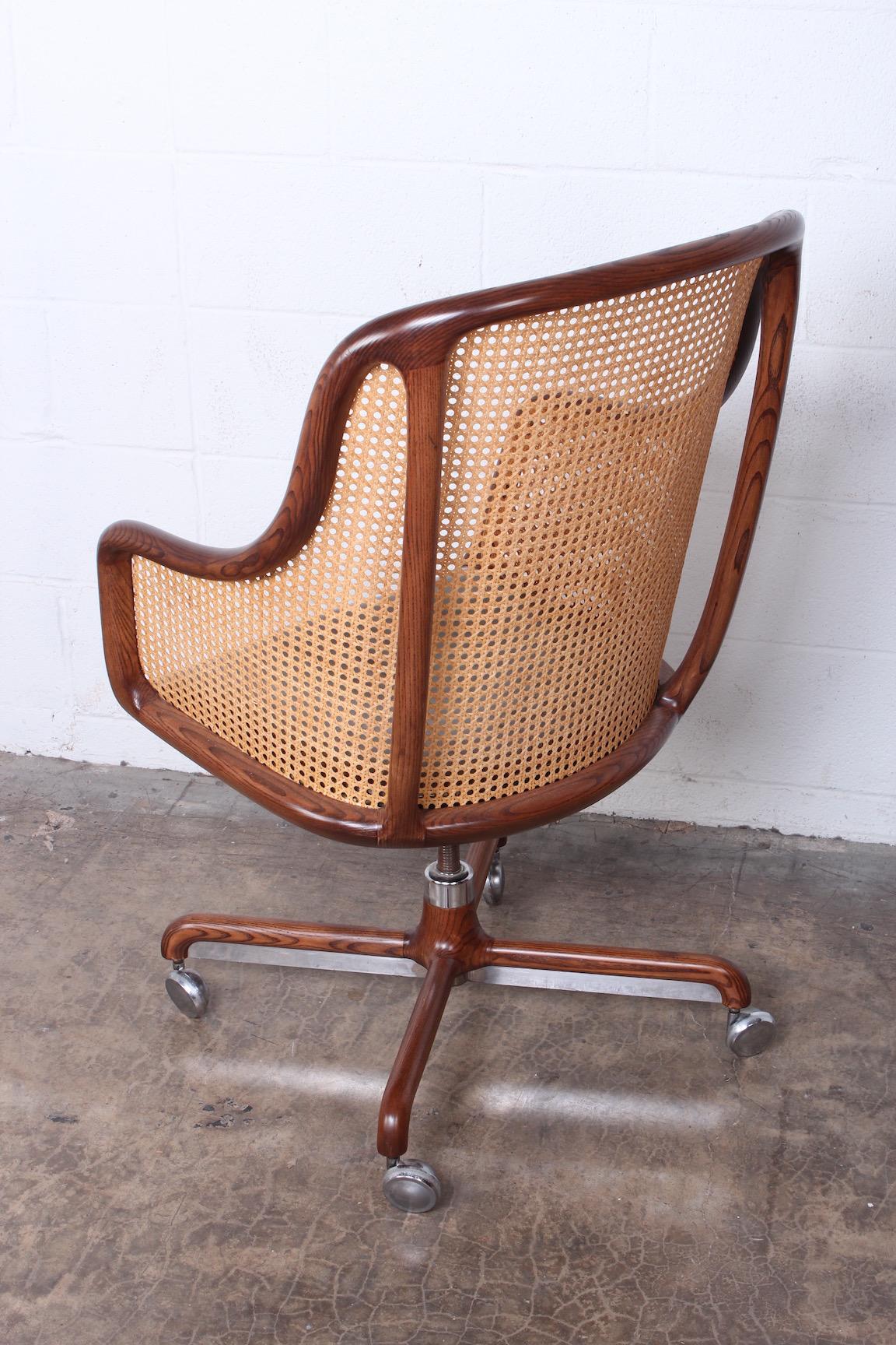 Caned Swivel Desk Chair by Ward Bennett 2