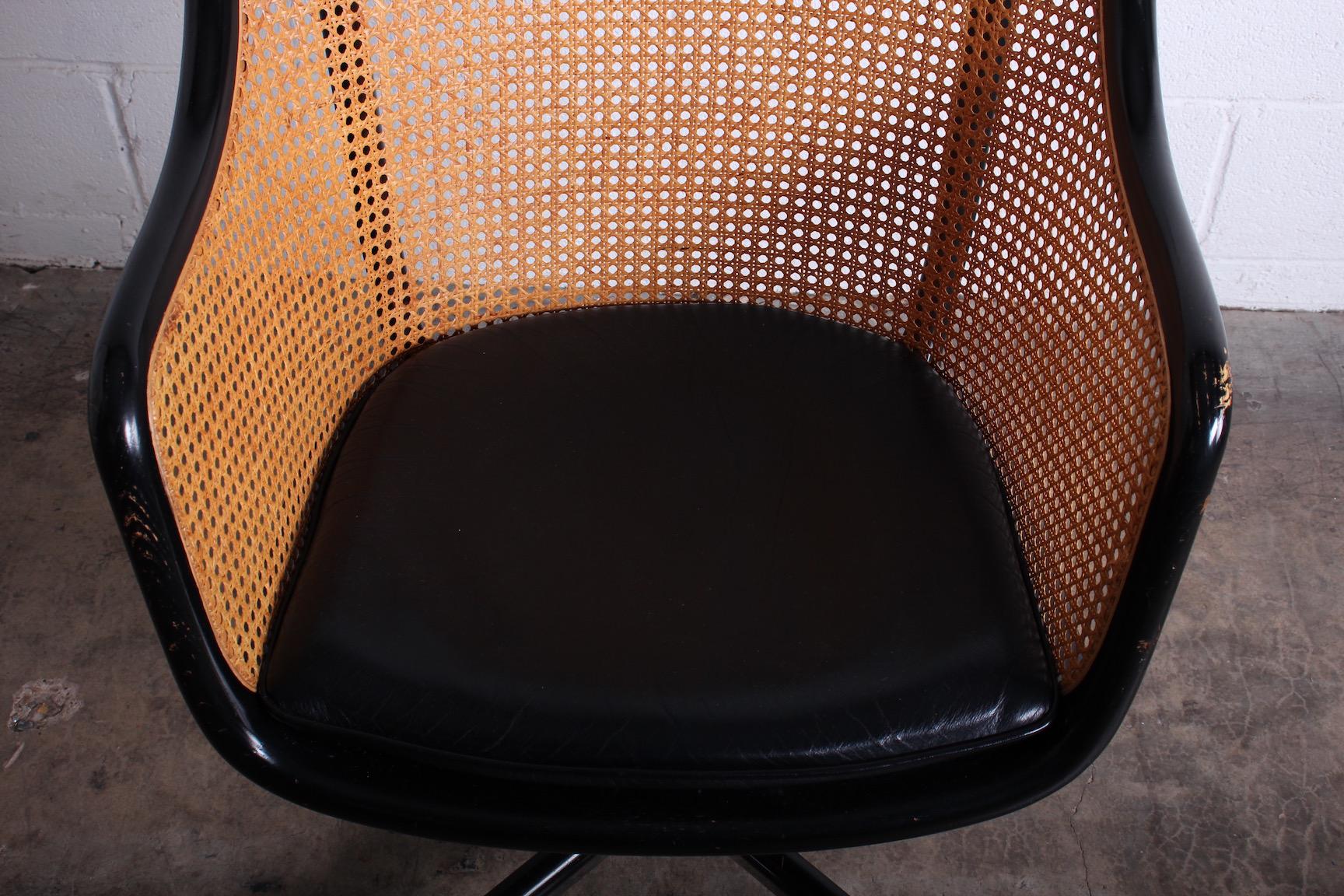 Caned Swivel Desk Chair by Ward Bennett 2