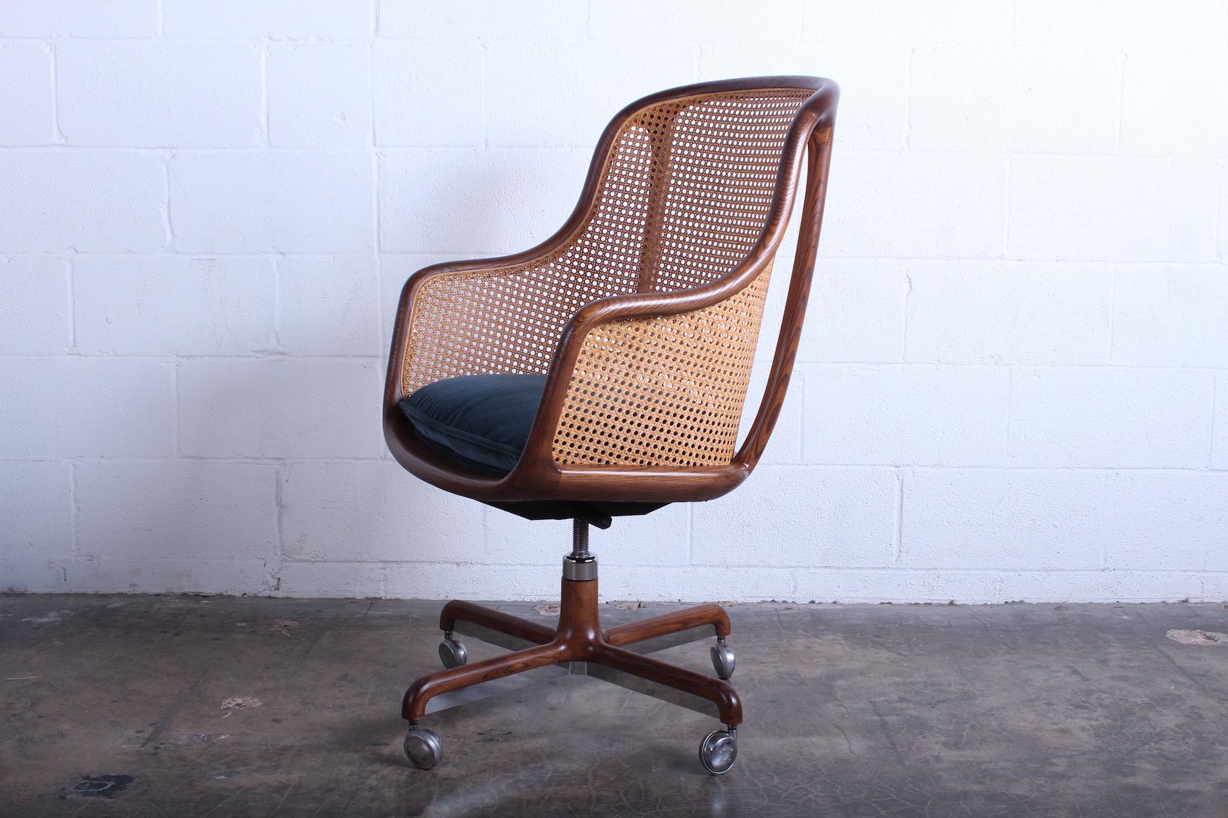 Late 20th Century Caned Swivel Desk Chairs by Ward Bennett