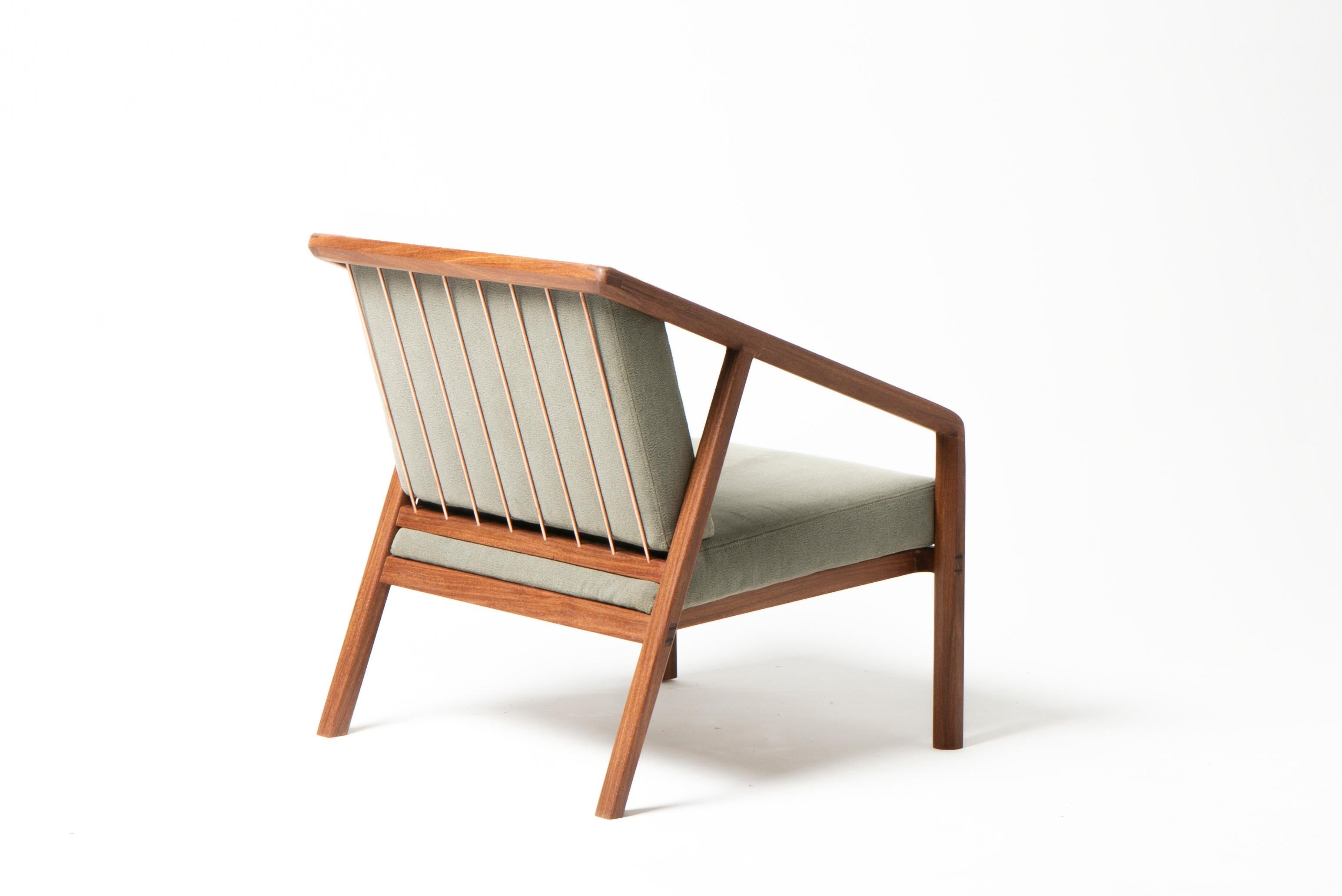 Hand-Crafted 'Canela' Mid-Century Modern Armchair in Brazilian Hardwood by Knót Artesanal For Sale