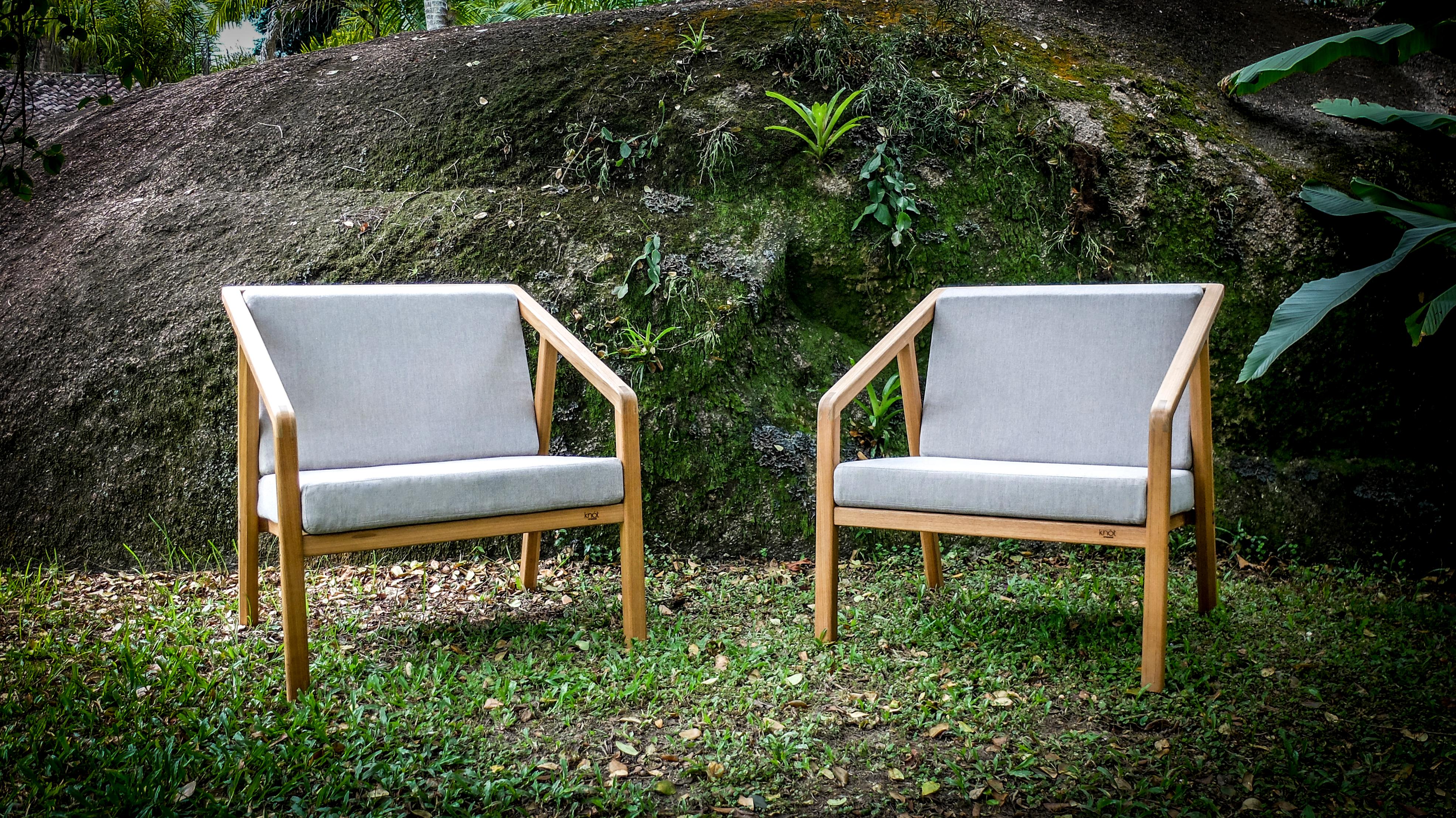 Contemporary 'Canela' Mid-Century Modern Armchair in Brazilian Hardwood by Knót Artesanal For Sale