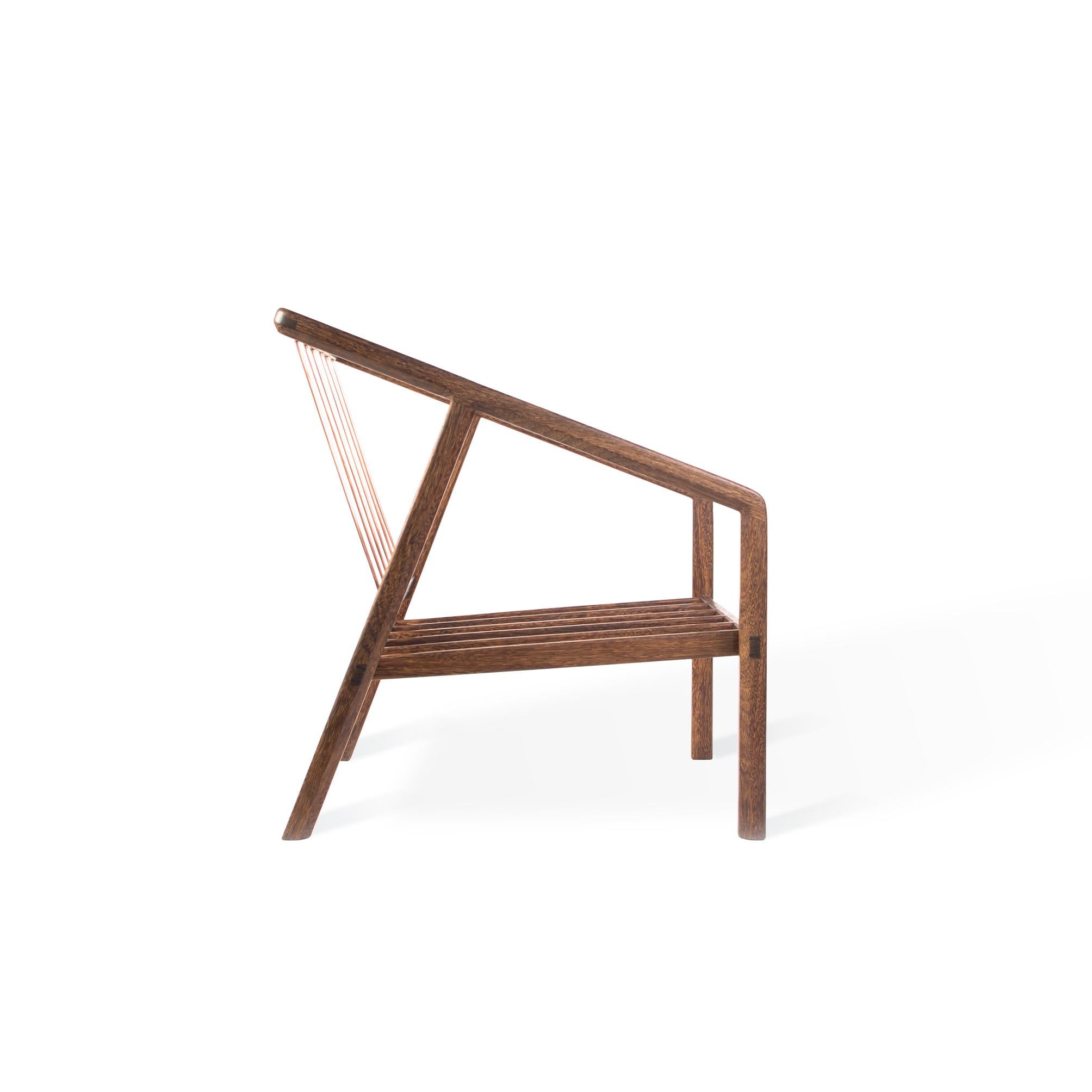 Hand-Crafted Canela Contemporary Armchair in Brazilian Hardwood by Knót Artesanal For Sale