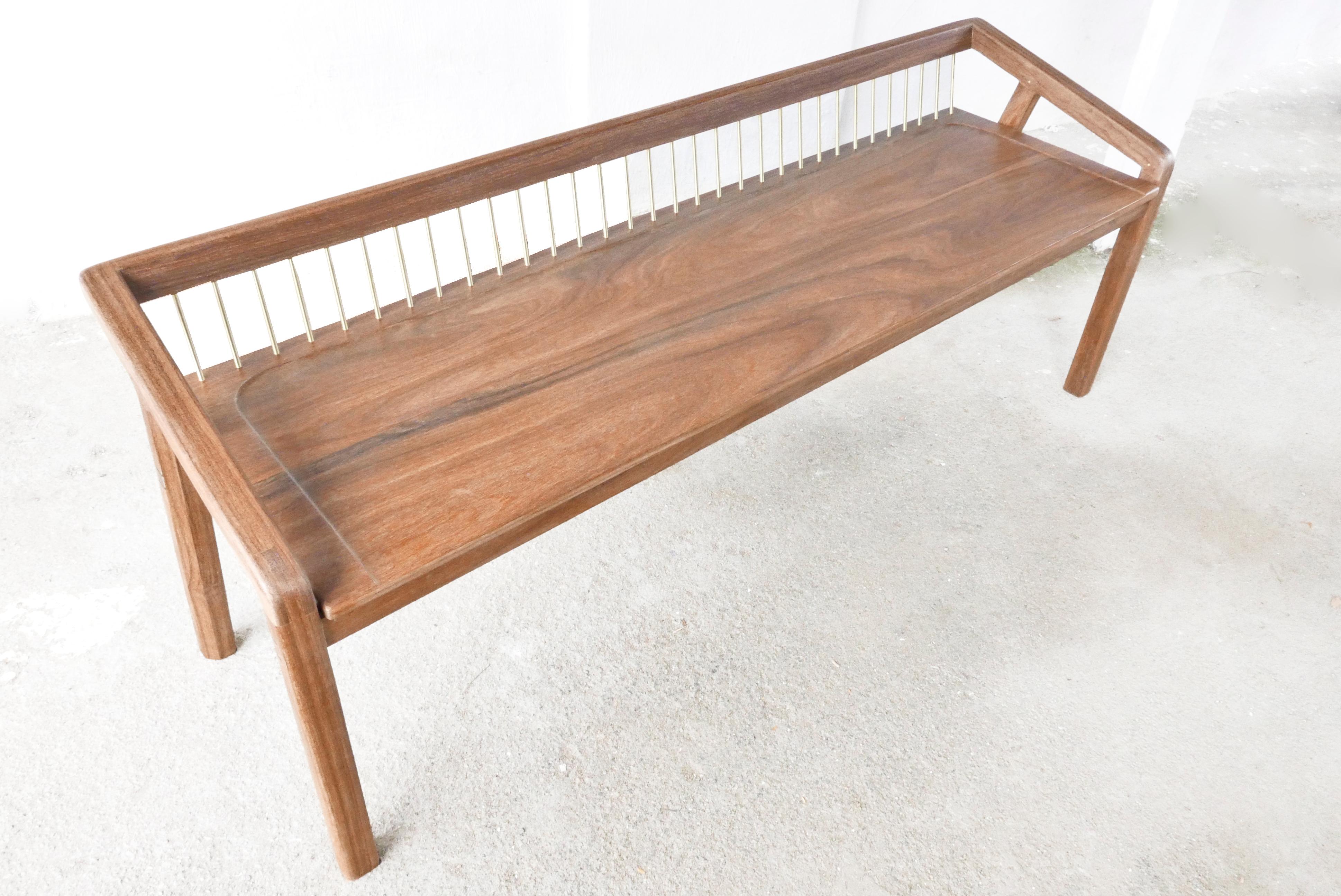 mid century modern bench with back