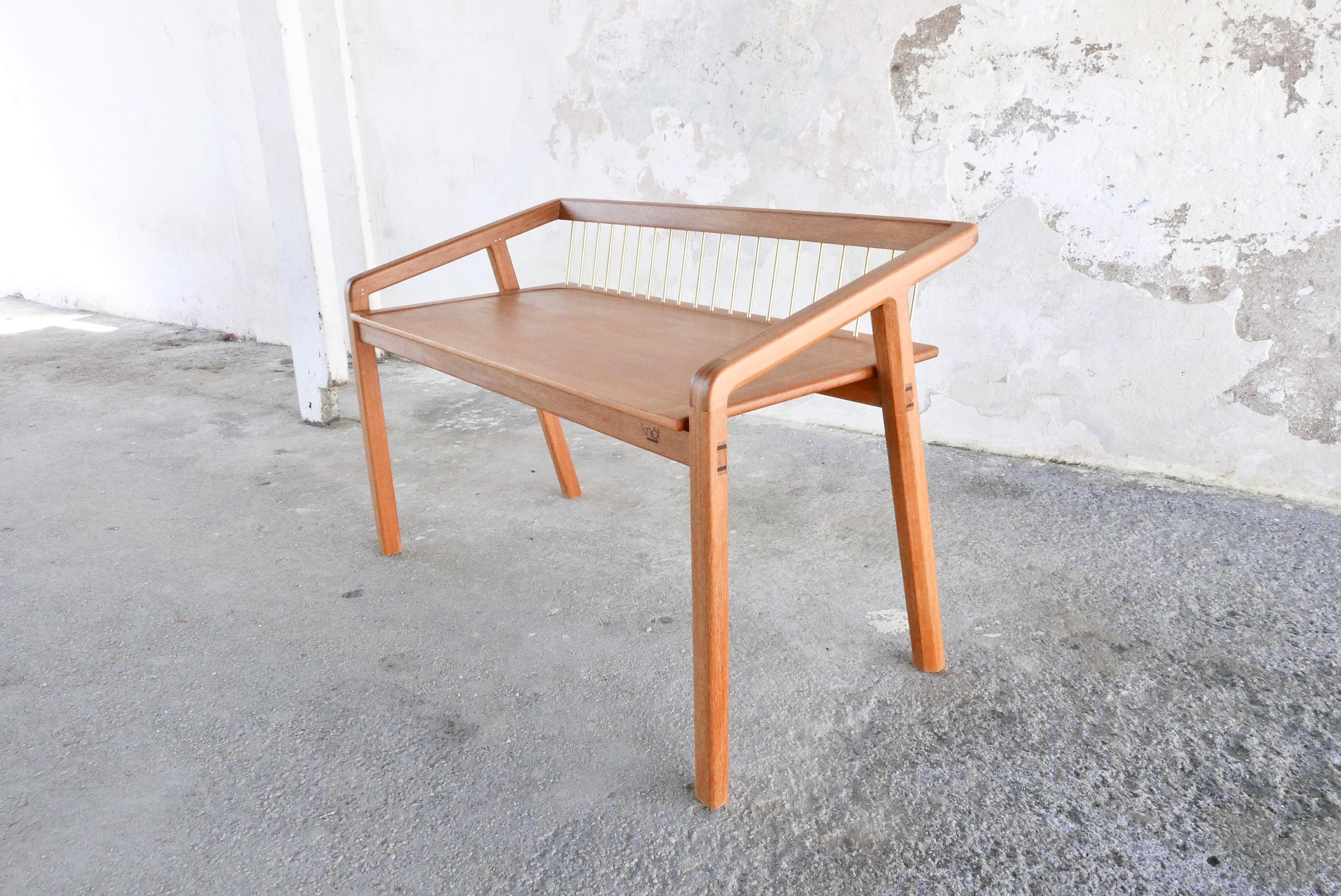 Minimalist 'Canela II' Mid-Century Modern Bench in Brazilian Hardwood by Knót Artesanal For Sale