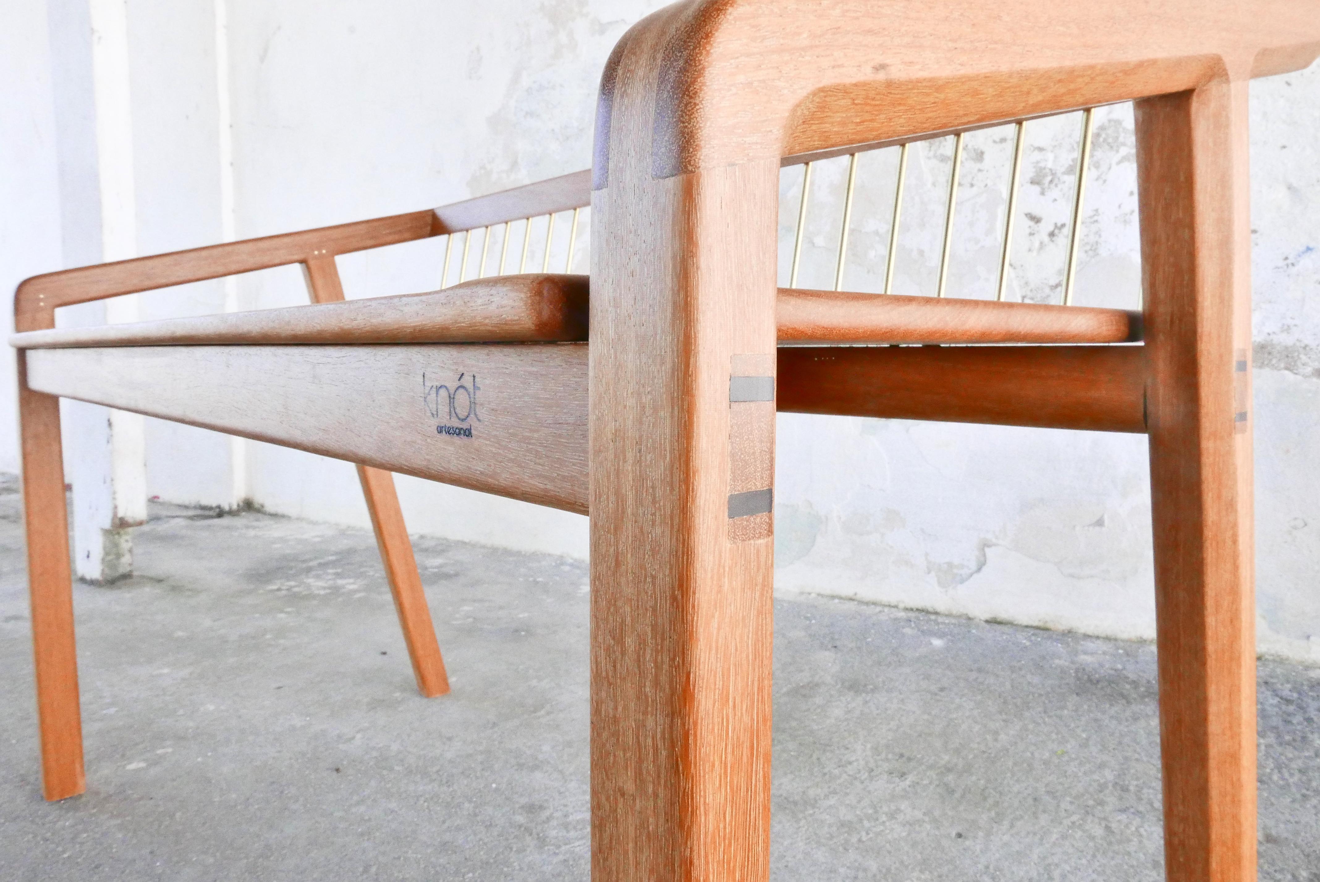 Hand-Crafted 'Canela II' Mid-Century Modern Bench in Brazilian Hardwood by Knót Artesanal For Sale