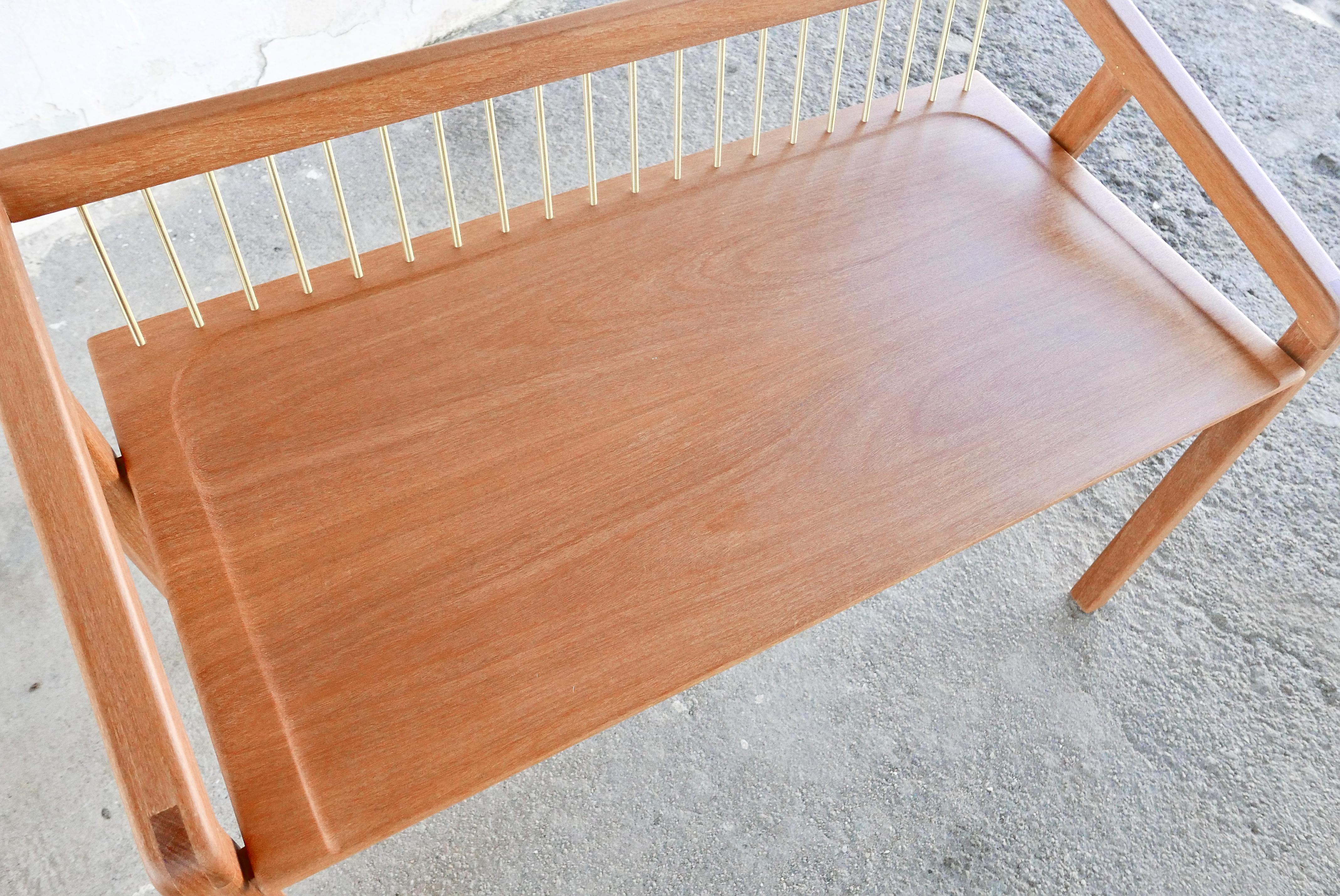 'Canela II' Mid-Century Modern Bench in Brazilian Hardwood by Knót Artesanal For Sale 1