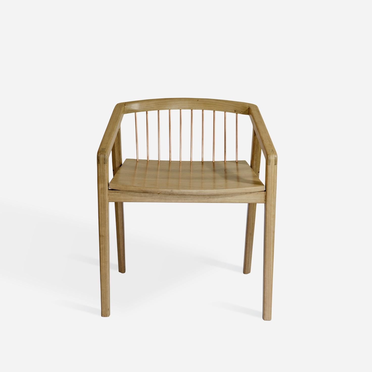 Copper 'Canelinha' Mid-Century Modern Chair in Brazilian Hardwood by Knót Artesanal For Sale