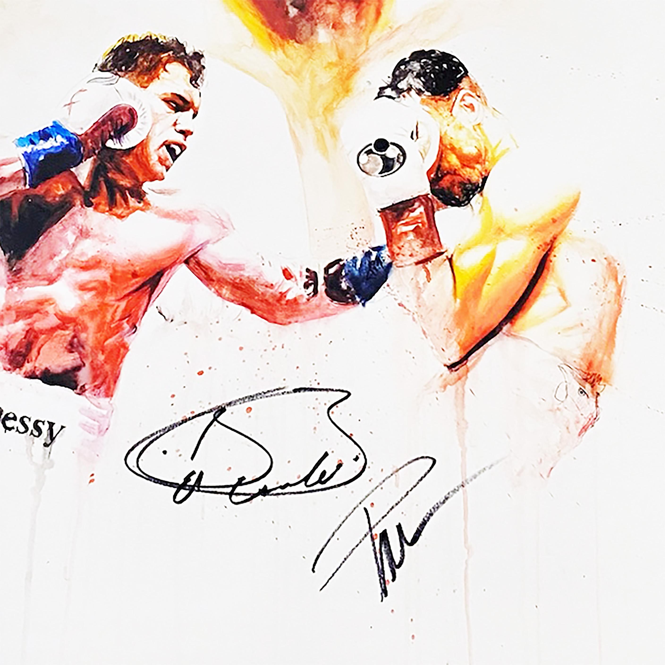 Canelo Alvarez signed giclée prints on canvas. For the most discerning collector, we are offering a select number of hand-embellished prints. These embellishments transform the limited-edition prints into original works of art featuring Canelo’s “No