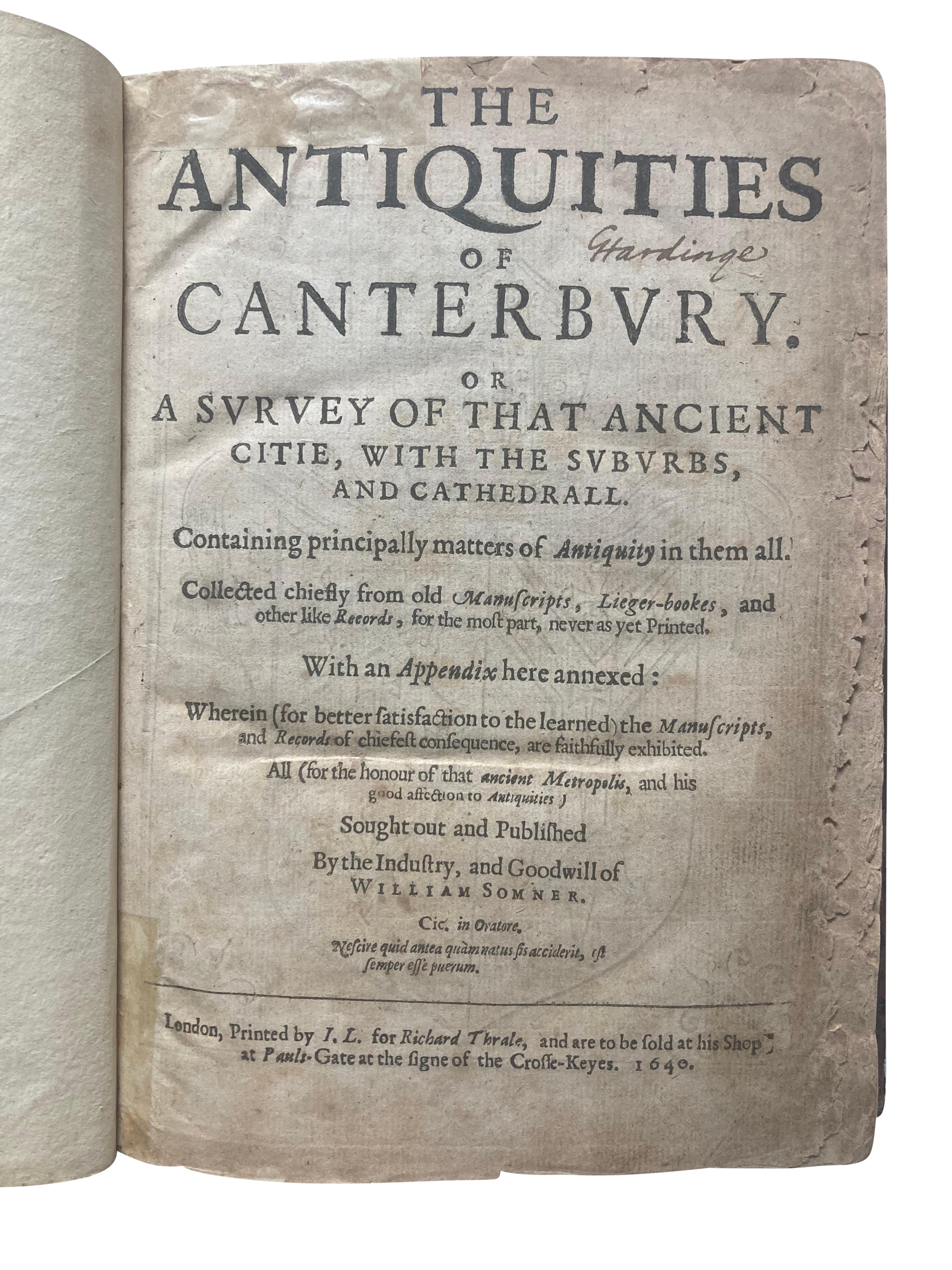 Canterbury Cathedral: First Edition, The Antiquities Of Canterbury By Somner For Sale 2