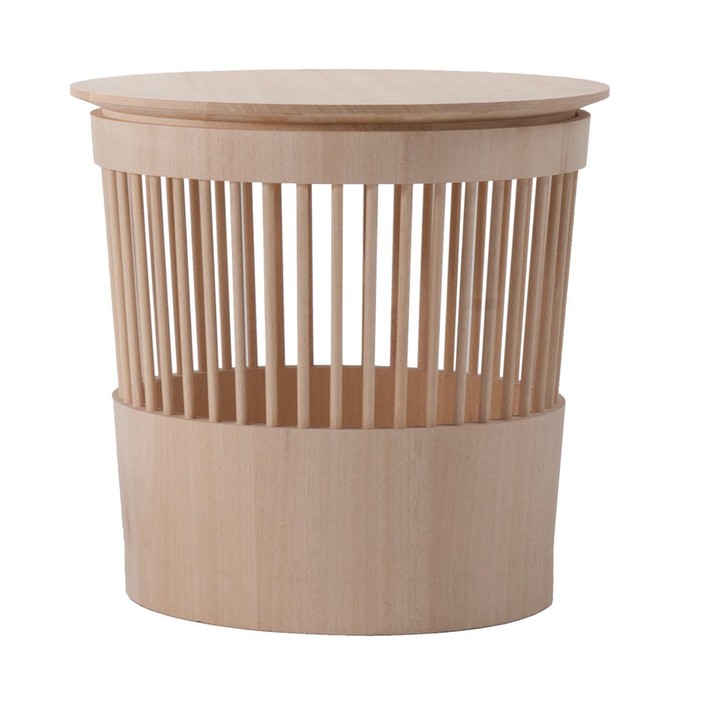 Canestro Ash Side Table and Basket by Enrico Tonucci For Sale