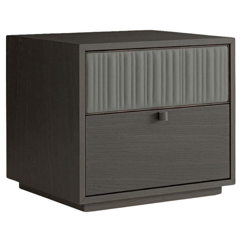 Table de nuit Canette Laguna en chêne et cuir par Morica Design