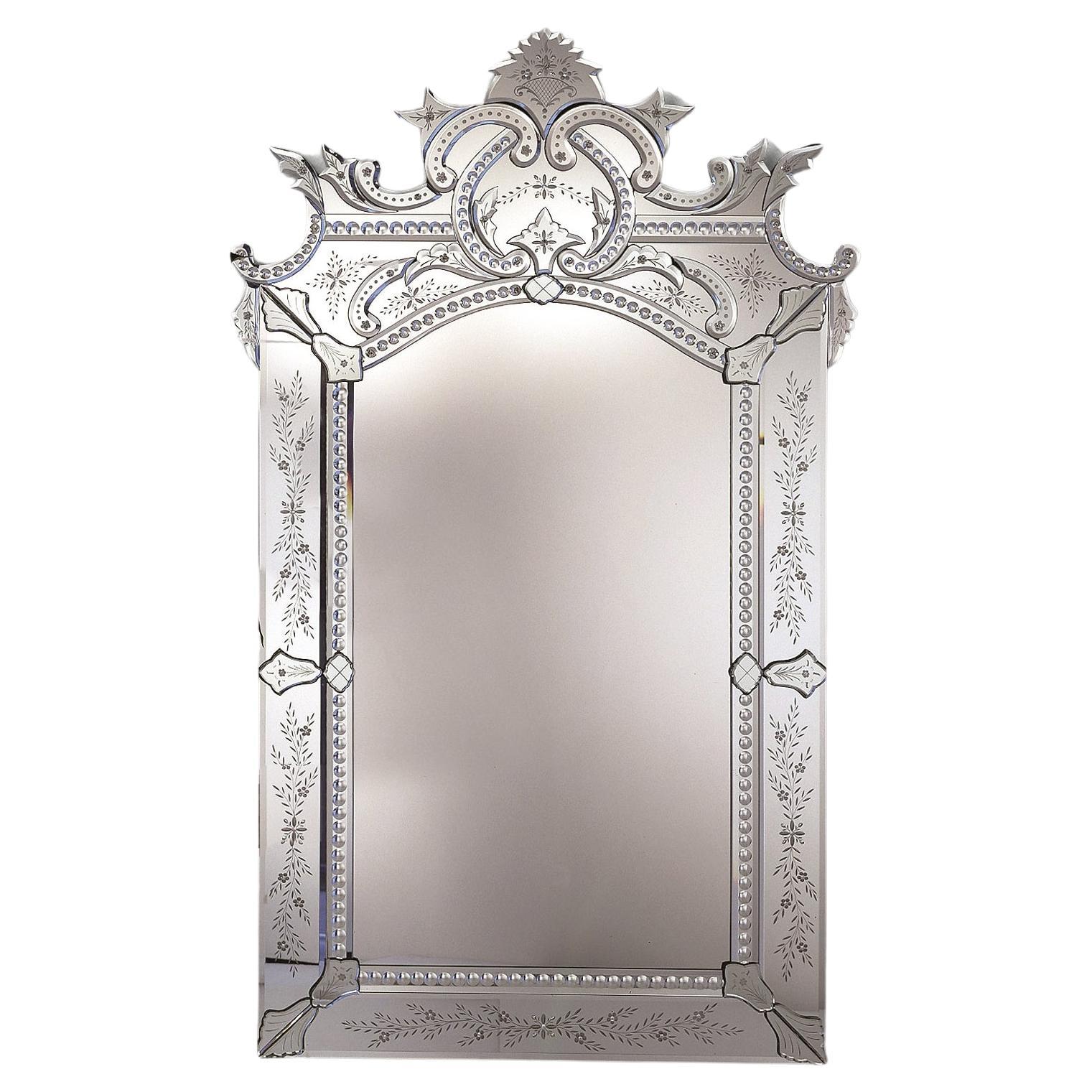 "Ca'Nilu" Murano Glass Mirror, 800 French Style by Fratelli Tosi For Sale