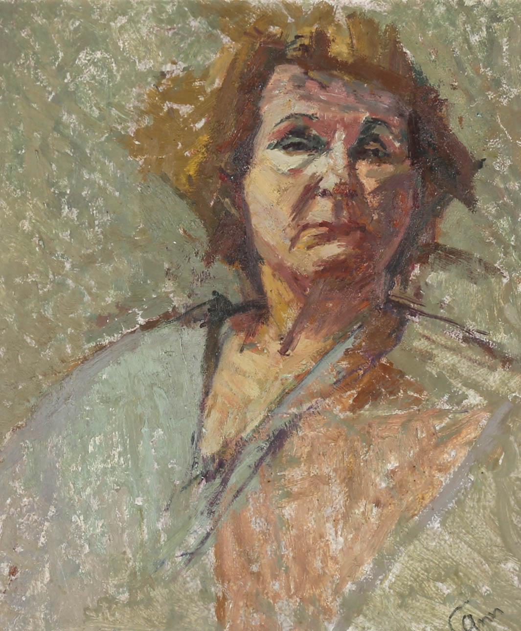 Cann  - Mid 20th Century Oil, Woman in Grey For Sale 1