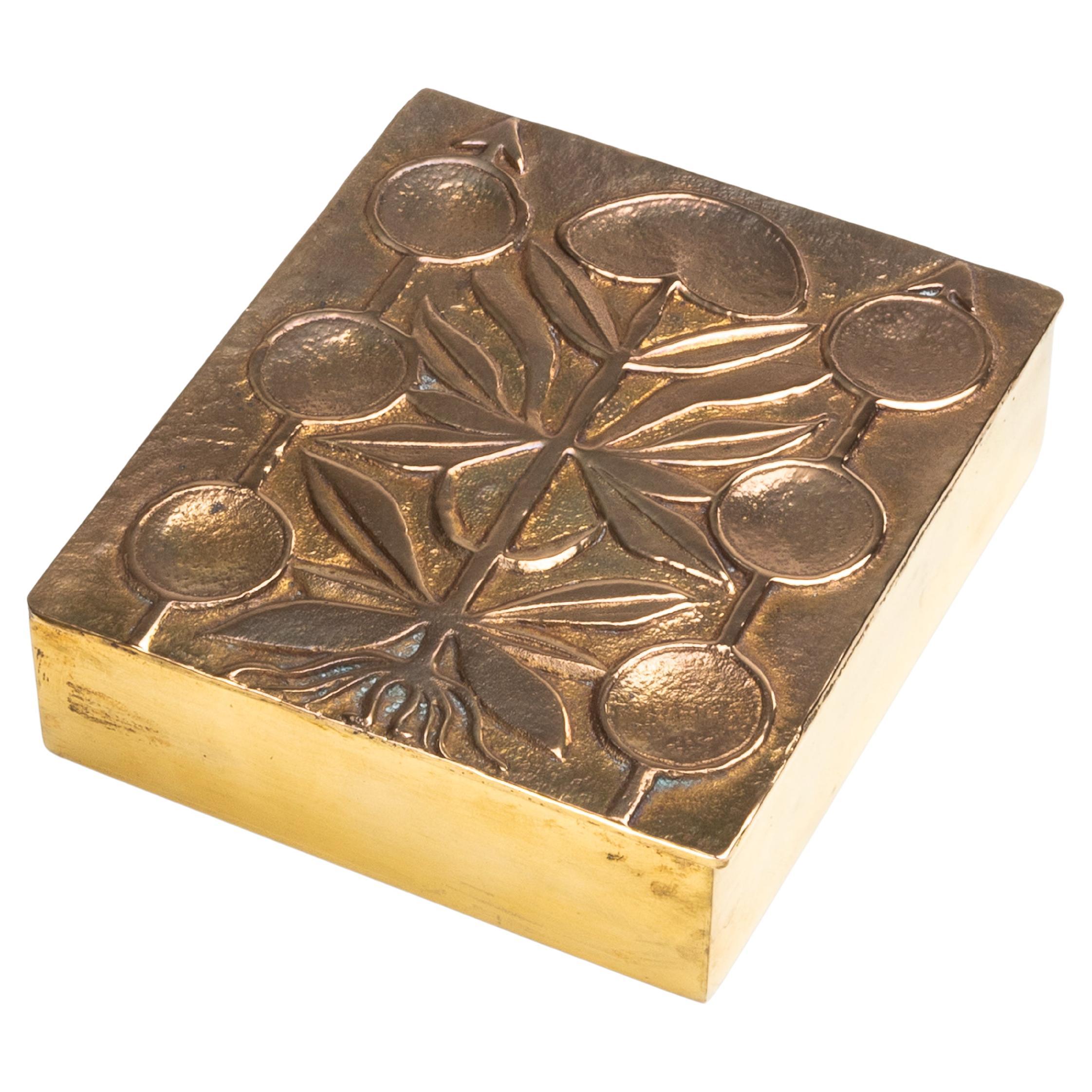 “Cannabis” or “The World of Plants” by Line Vautrin, gilded bronze box, France