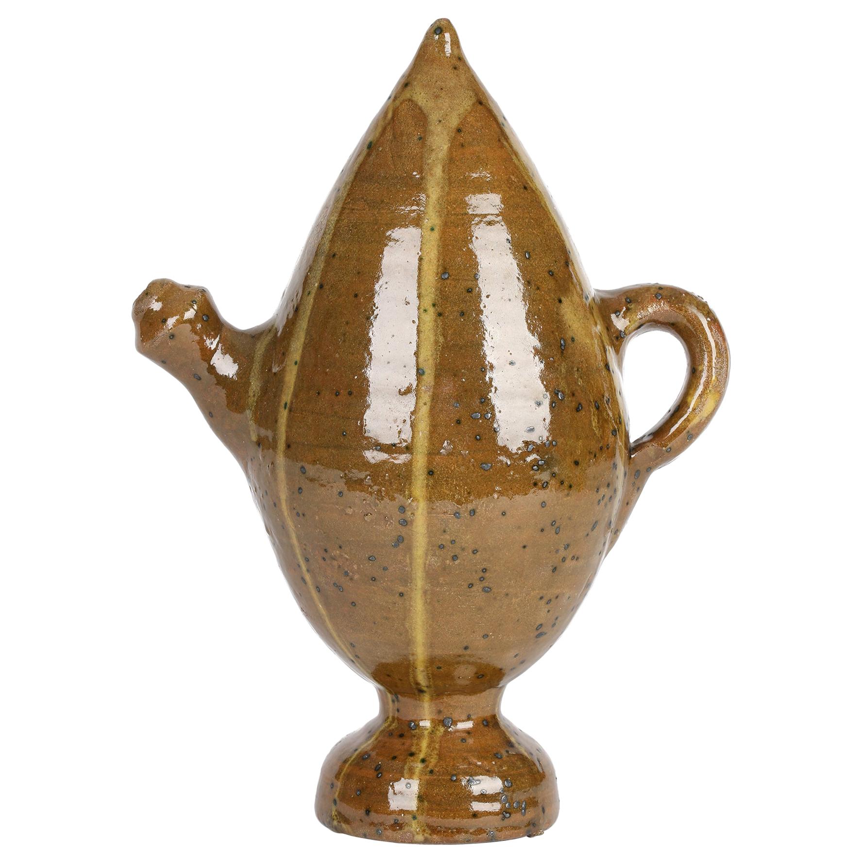 Cannakale Turkish Stylish Unusual Pottery Cadogan Jug For Sale