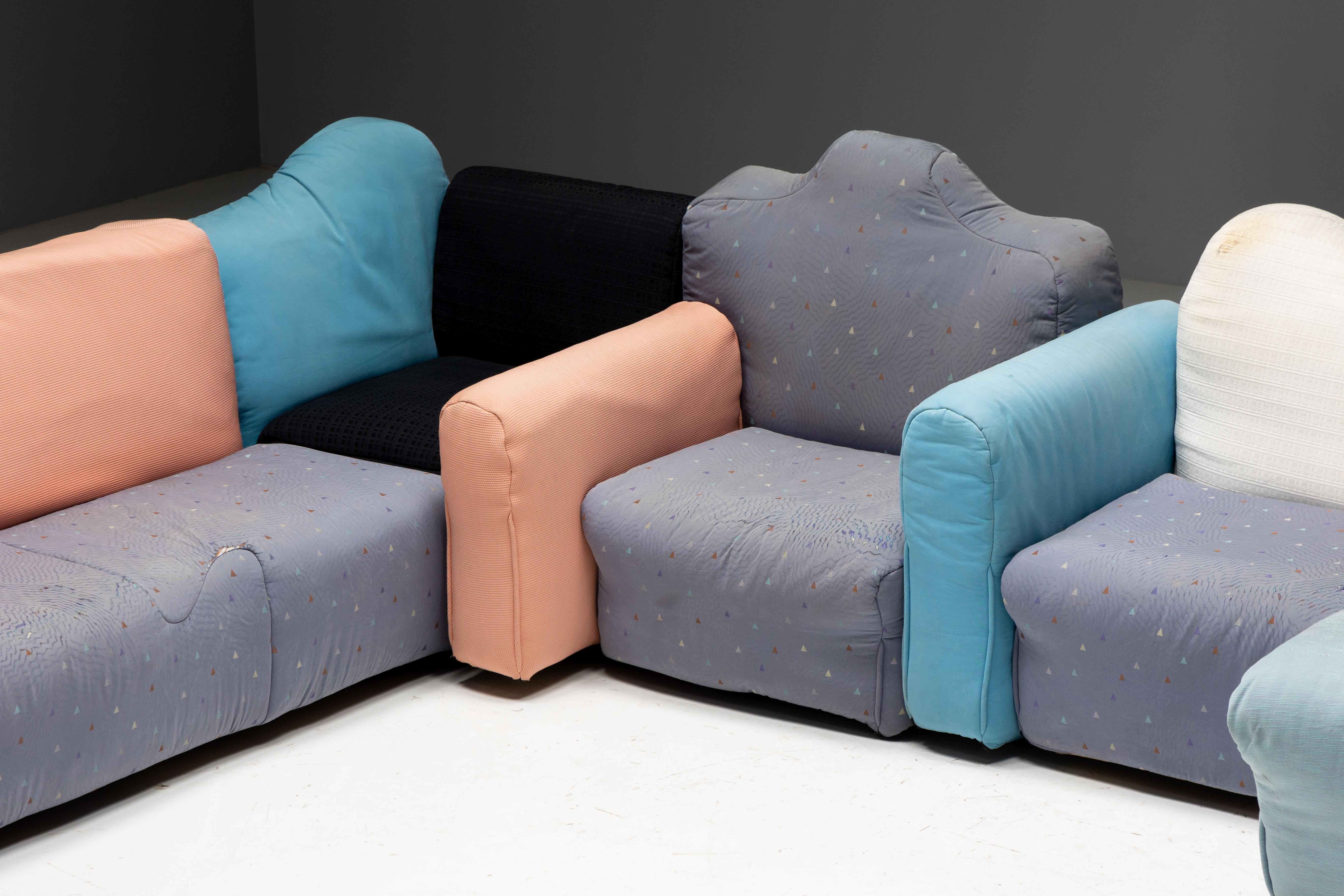 'Cannaregio' sofa, a vibrant and versatile creation by Italian designer Gaetano Pesce for Cassina. Originally conceived in 1987, this sofa exudes playfulness, adaptability, and a burst of colors. Its modular design allows for endless configurations,