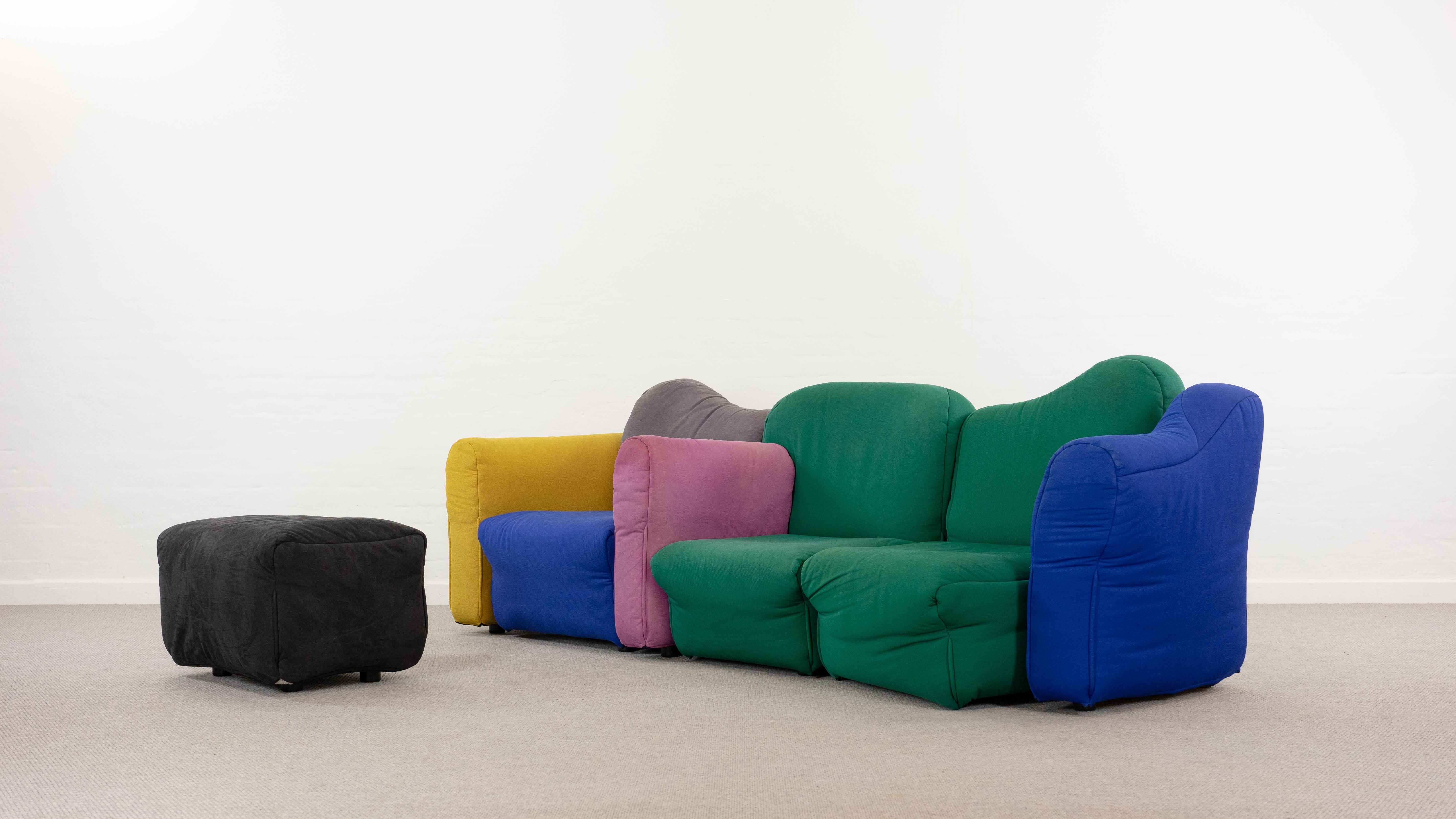 Post-Modern Cannaregio Modular Sofa with Footrest by Gaetano Pesce for Cassina, Italy 1986 For Sale
