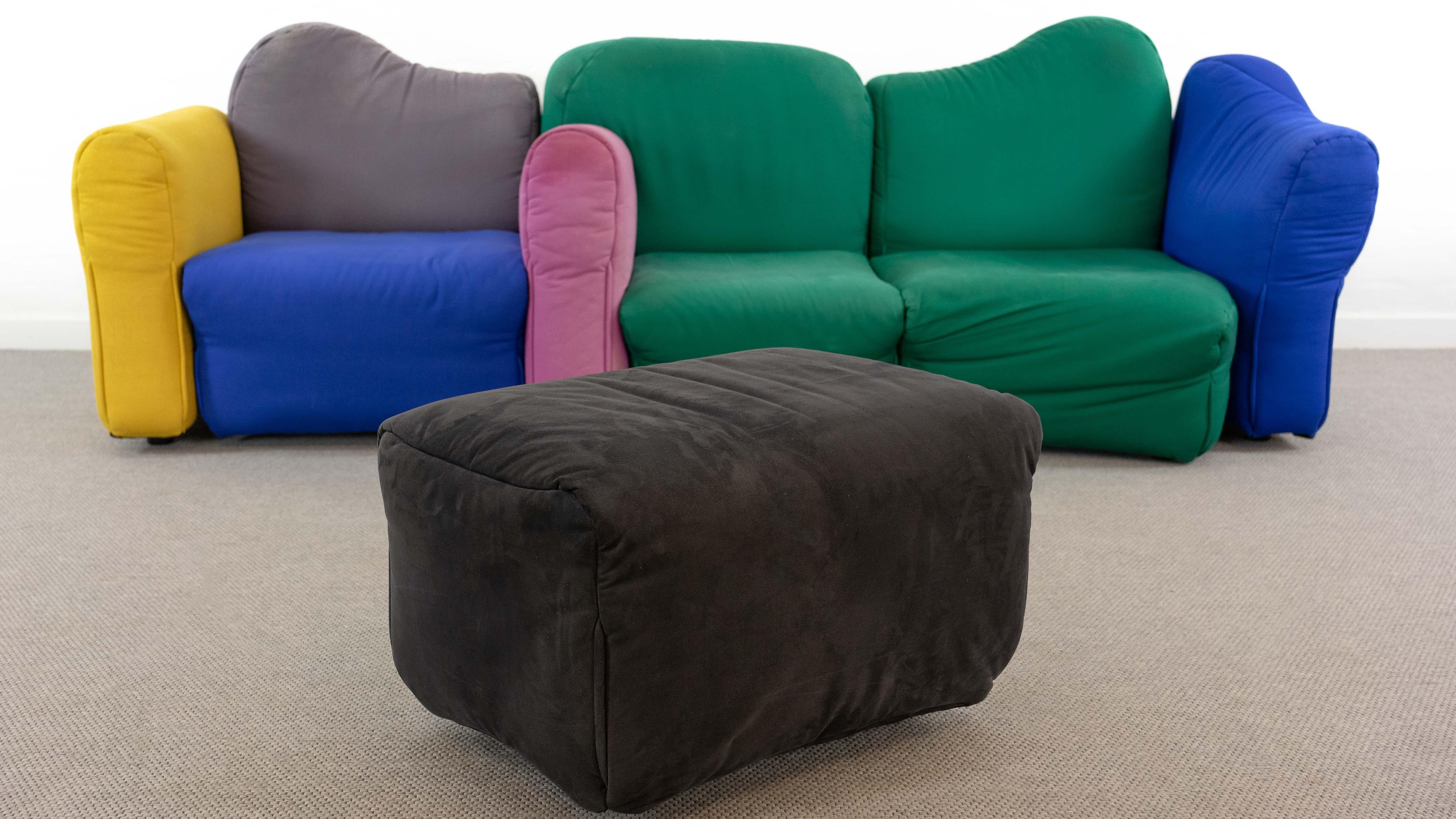 Late 20th Century Cannaregio Modular Sofa with Footrest by Gaetano Pesce for Cassina, Italy 1986 For Sale