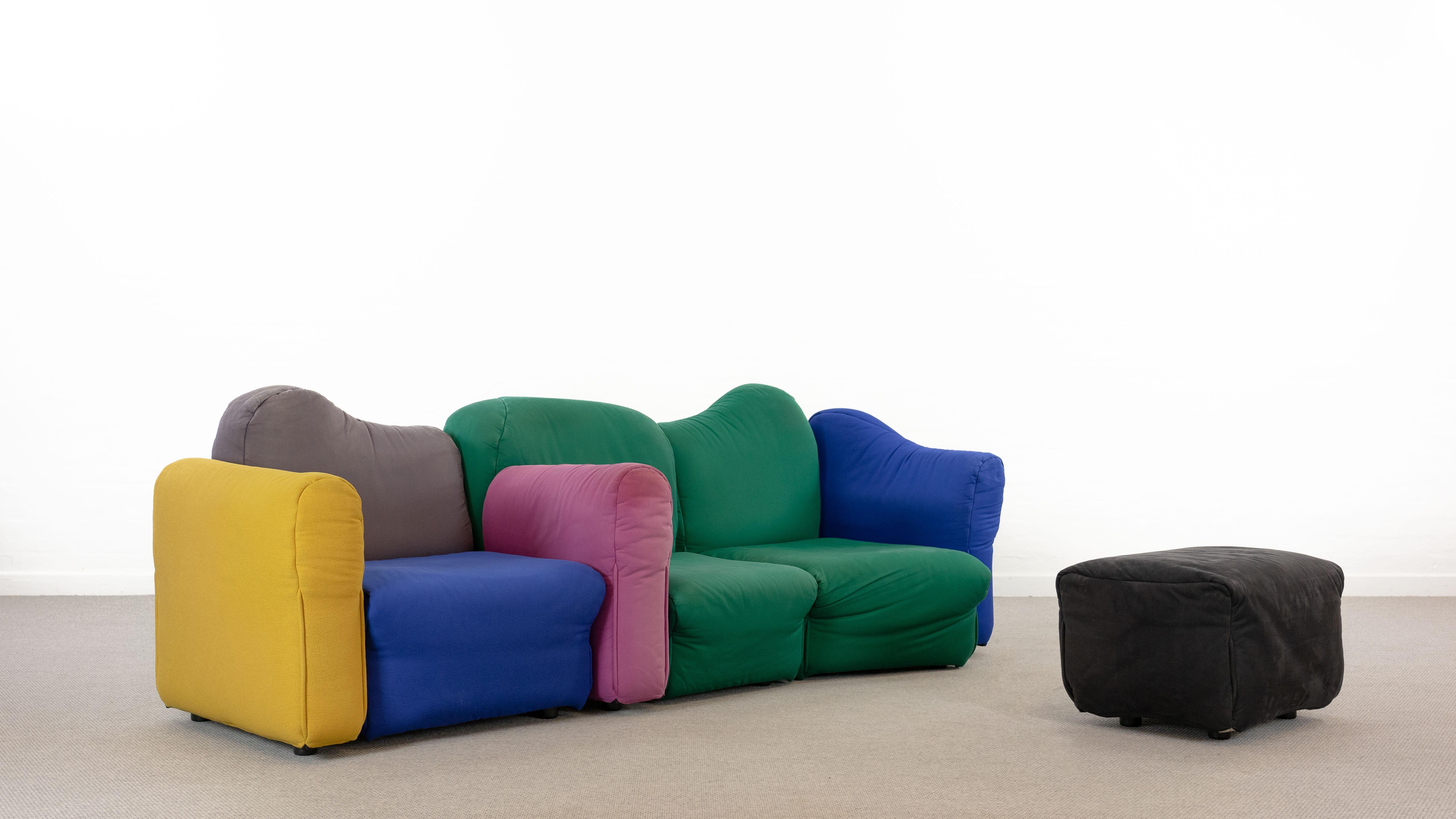 Fabric Cannaregio Modular Sofa with Footrest by Gaetano Pesce for Cassina, Italy 1986 For Sale