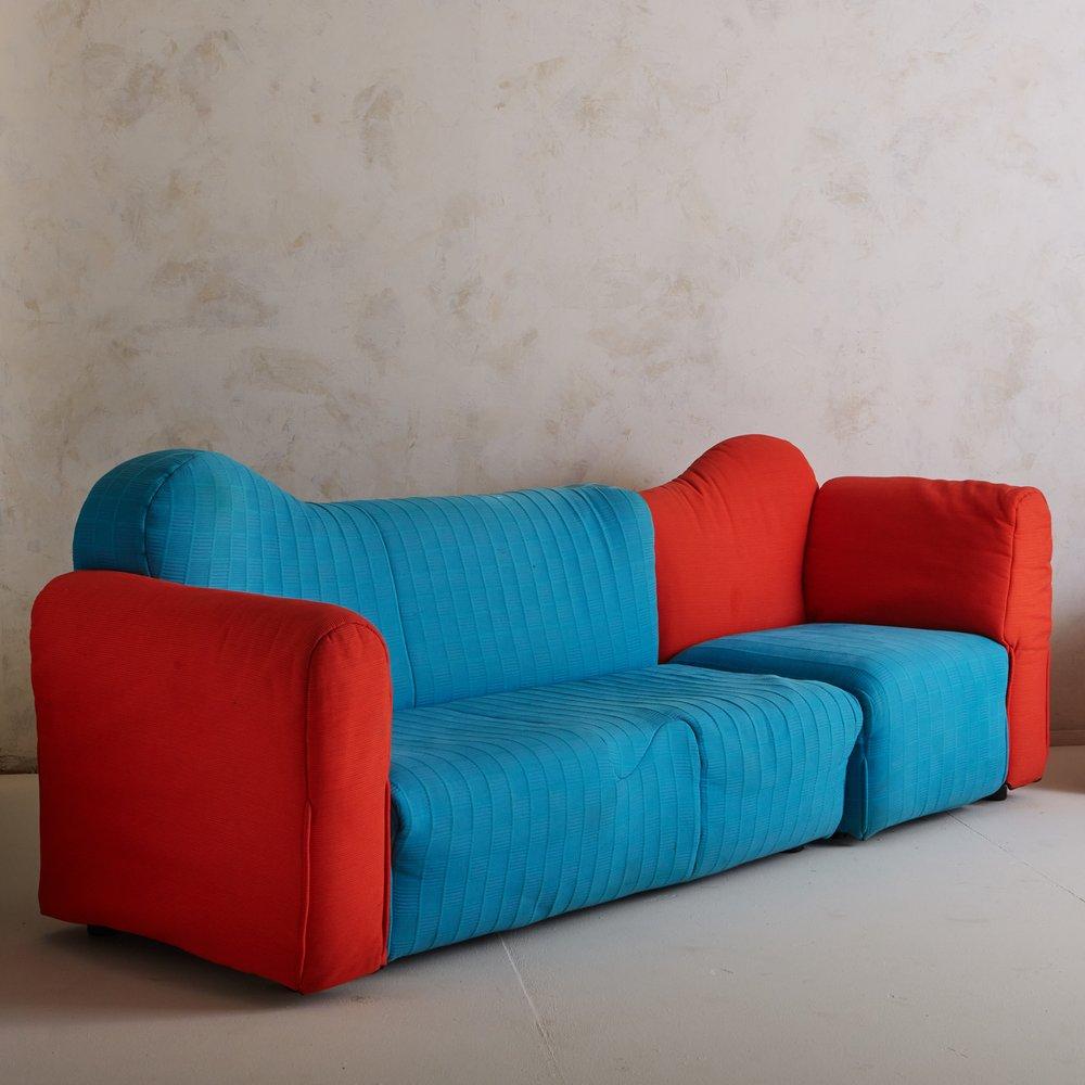 A Cannaregio sofa designed by Gaetano Pesce for Cassina in 1987. The Cannaregio sofa is composed of ten modular sections, which can be placed together or arranged in a variety of smaller configurations. Each section features different organic shapes