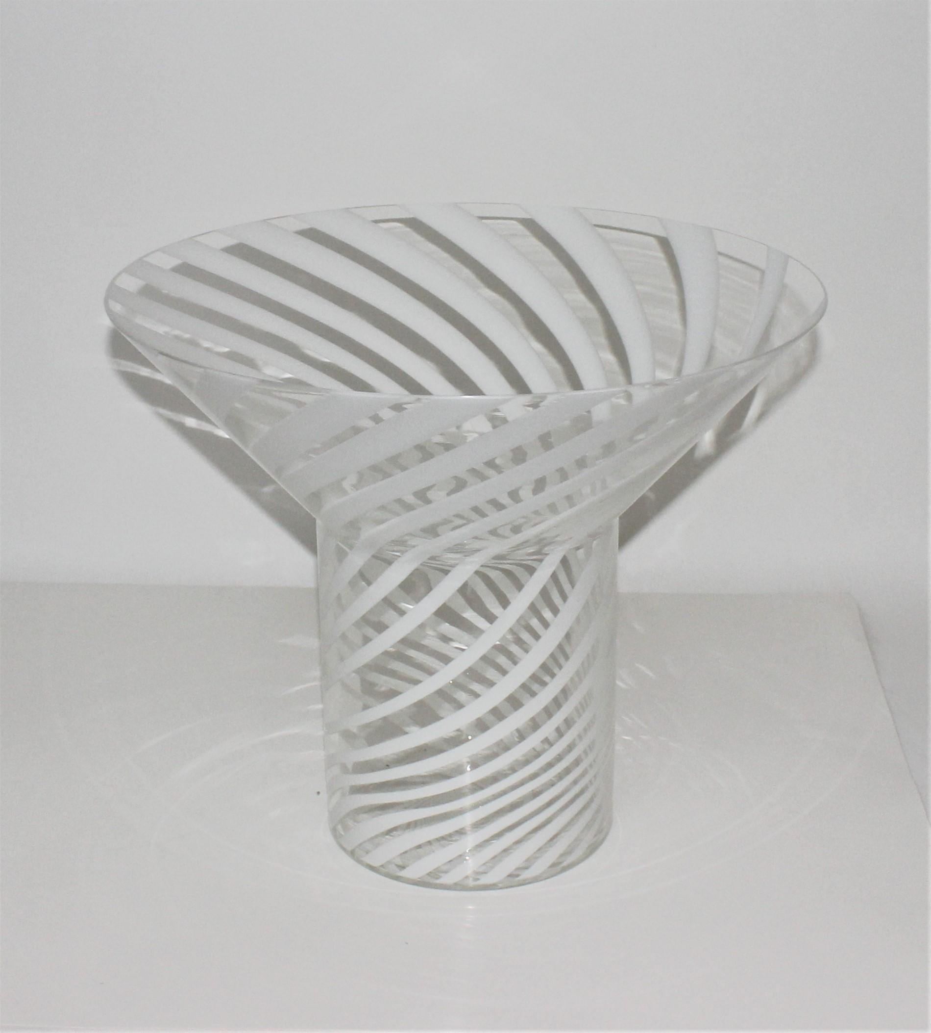 Mid-Century Modern fratelli Toso Murano glass vase in canne sculpture technique from a Palm Beach Estate.