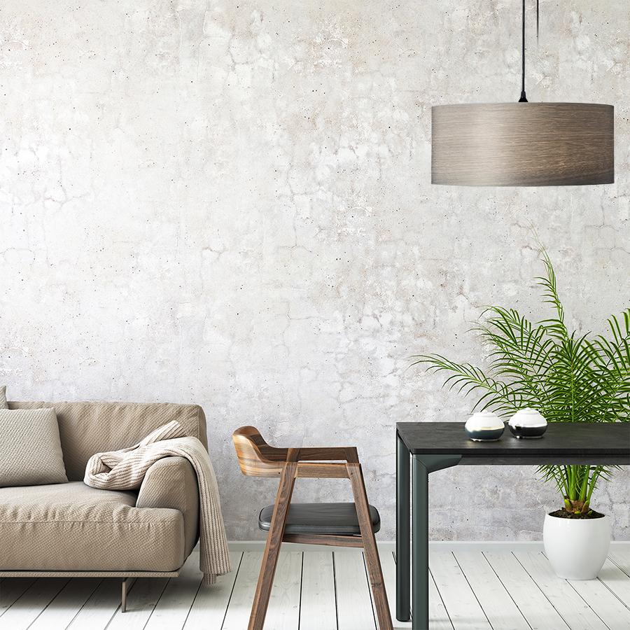ARA is a contemporary, Mid-Century Modern light fixture. This is a minimalist luxury drum pendant design and can be exhibited in bedrooms, offices, dining nooks, and restaurants. Gray Tay is harvested from the African Koto tree. The proprietary