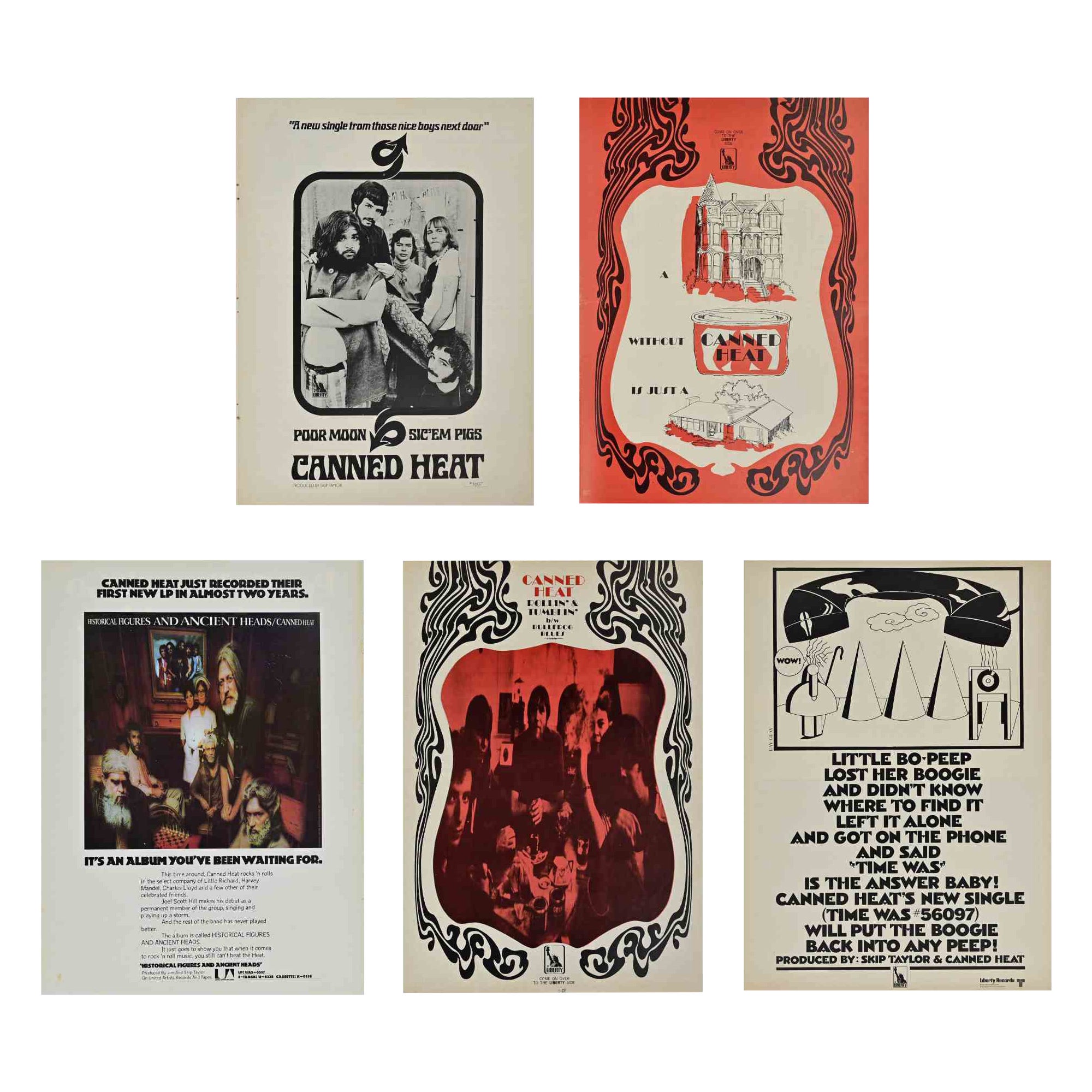 Can Heat - Gruppo di cinque manifesti promozionali (1967-1971, USA) in vendita