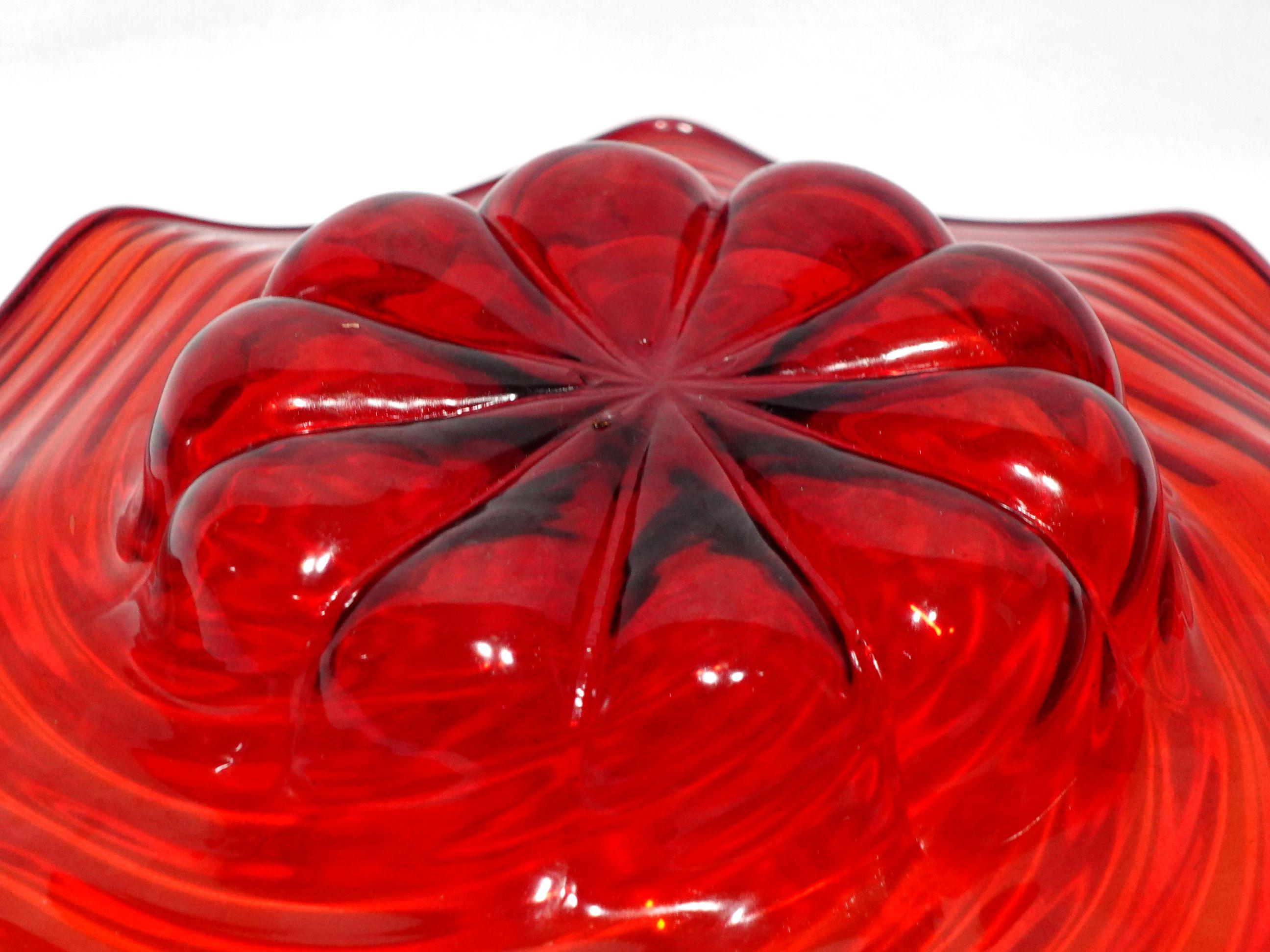 Cannellini Red Art Glass Vase and Center Bowl For Sale 8