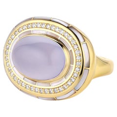 Cannes - 7.95 Chalcedony, Diamond & Mother of Pearl Cocktail ring