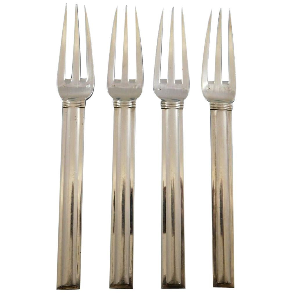 Cannes by Puiforcat France Sterling Silver Flatware Set of 4 Dinner Forks