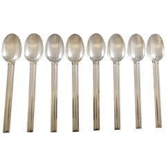 Used Cannes by Puiforcat France Sterling Silver Flatware Set of 8 Teaspoons