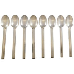 Vintage Cannes by Puiforcat France Sterling Silver Flatware Set of 8 Teaspoons