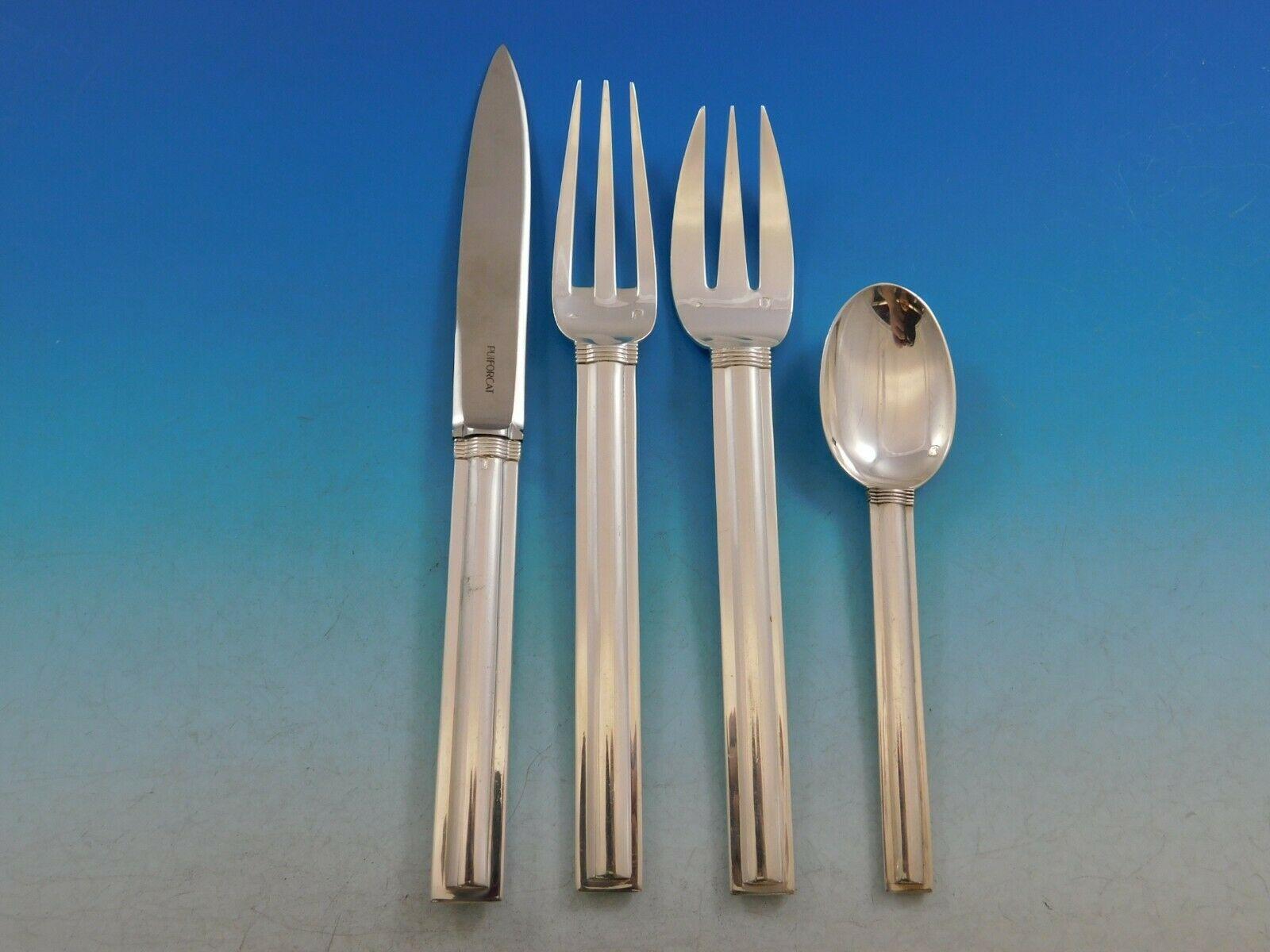 20th Century Cannes by Puiforcat France Sterling Silver Flatware Set Service 12 Dinner