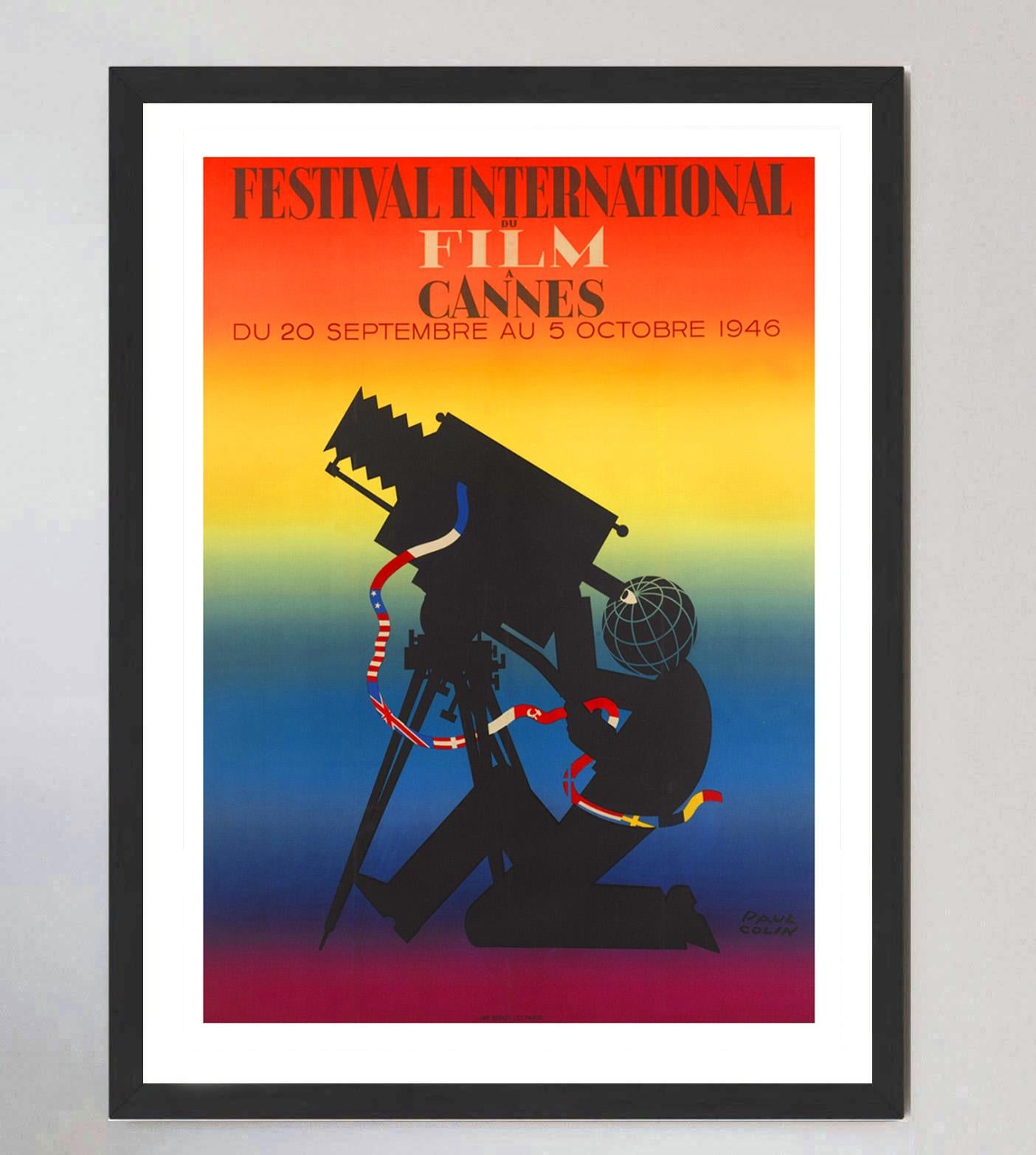 Cannes Filmfestival 1946 Original Vintage By Plakat im Zustand „Gut“ im Angebot in Winchester, GB