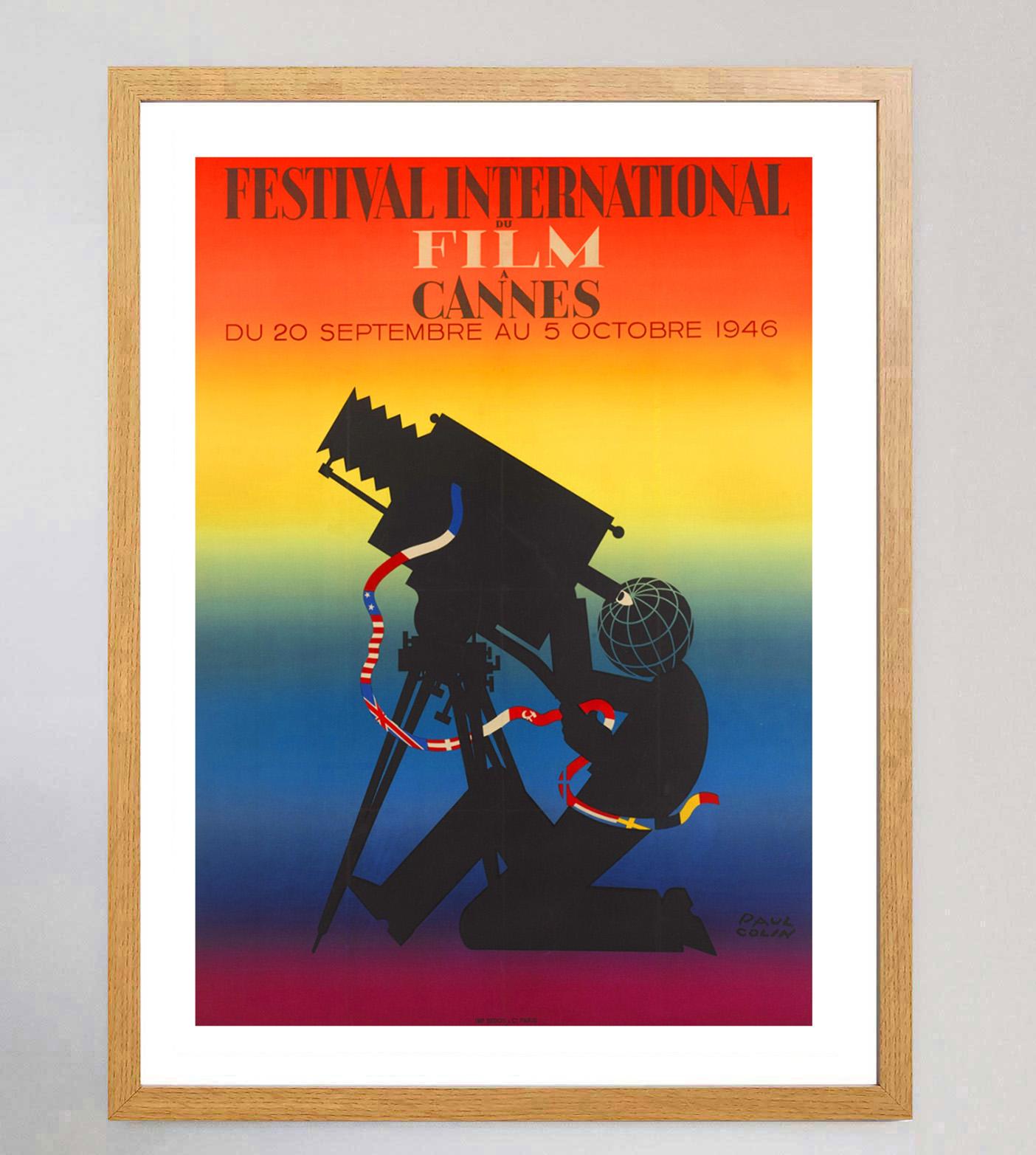 Cannes Filmfestival 1946 Original Vintage By Plakat (Mitte des 20. Jahrhunderts) im Angebot