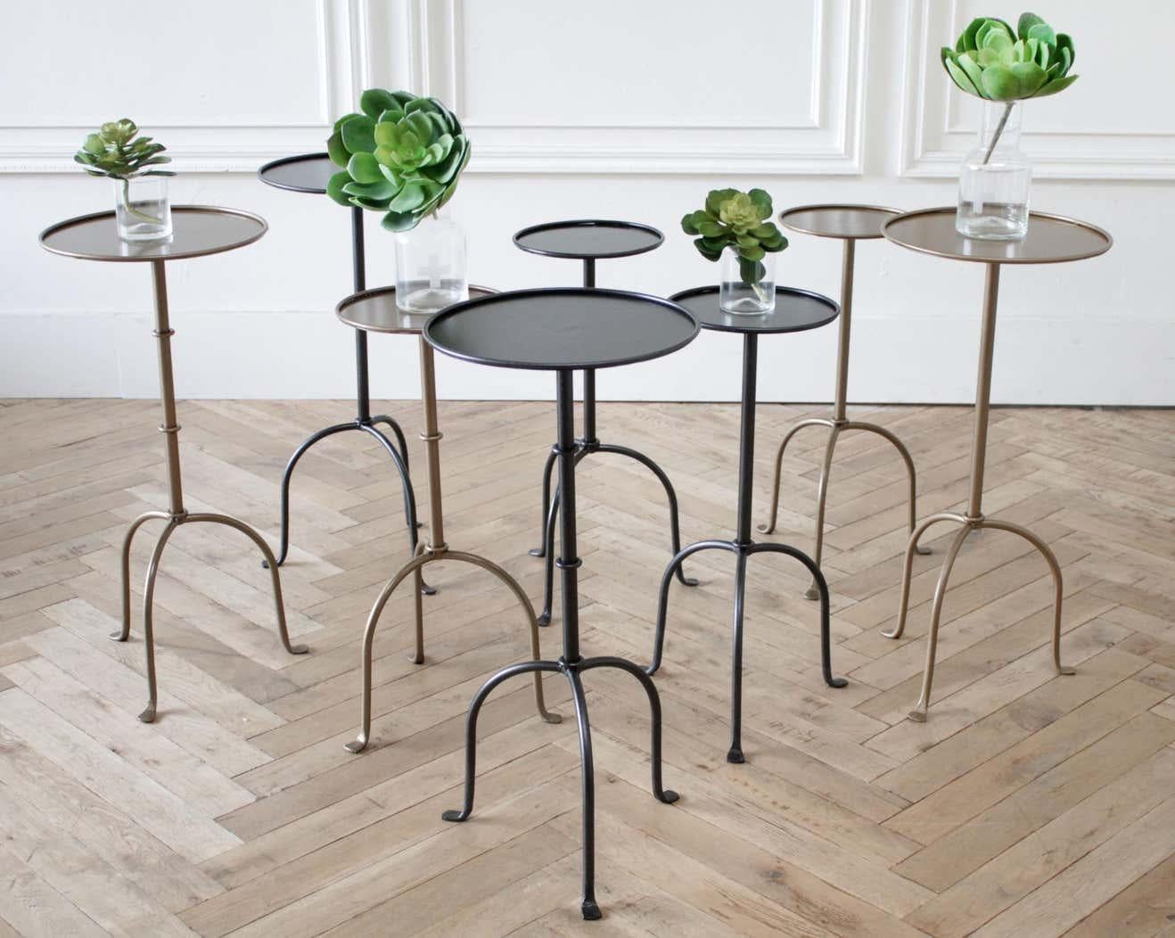 Contemporary Cannes French Inspired Small Iron Drink Table in Iron Finish For Sale