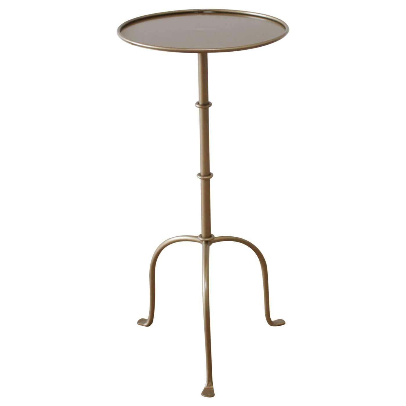 Contemporary Cannes Tall Iron Drink Table in Brass Finish For Sale