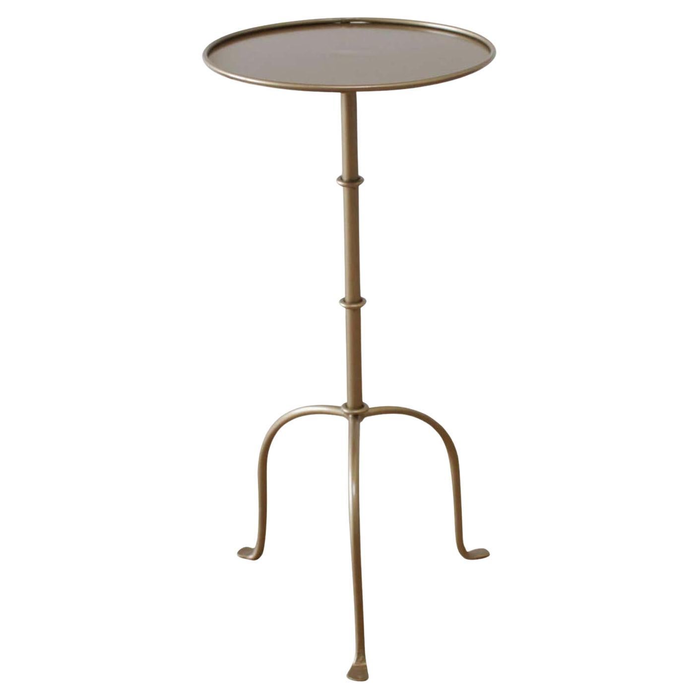 Cannes Tall Iron Drink Table in Brass Finish For Sale