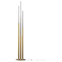 Canneté Organ Pipes Floor Lamp with Natural Brass Structure