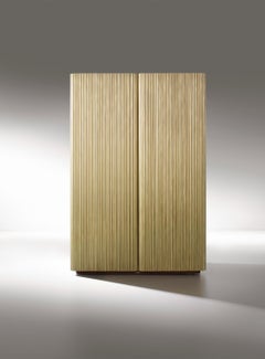 Canneto Cabinet by De Castelli, Brushed Brass & Walnut, Italy